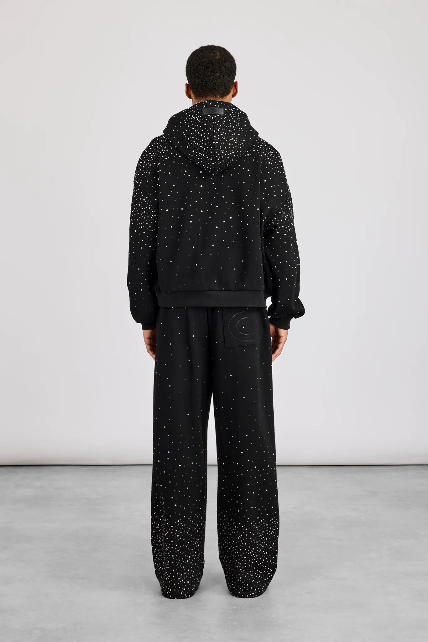 Rhinestone Zip Through Tracksuit - Black - Image 4
