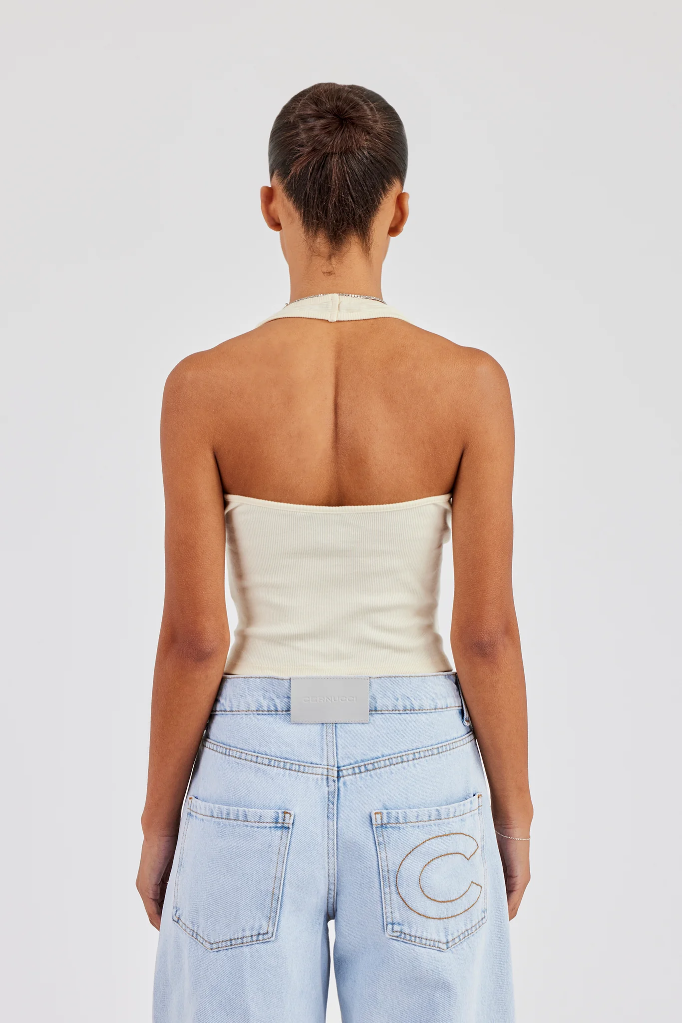 Rib Halterneck Top - Butter Yellow - Image 2