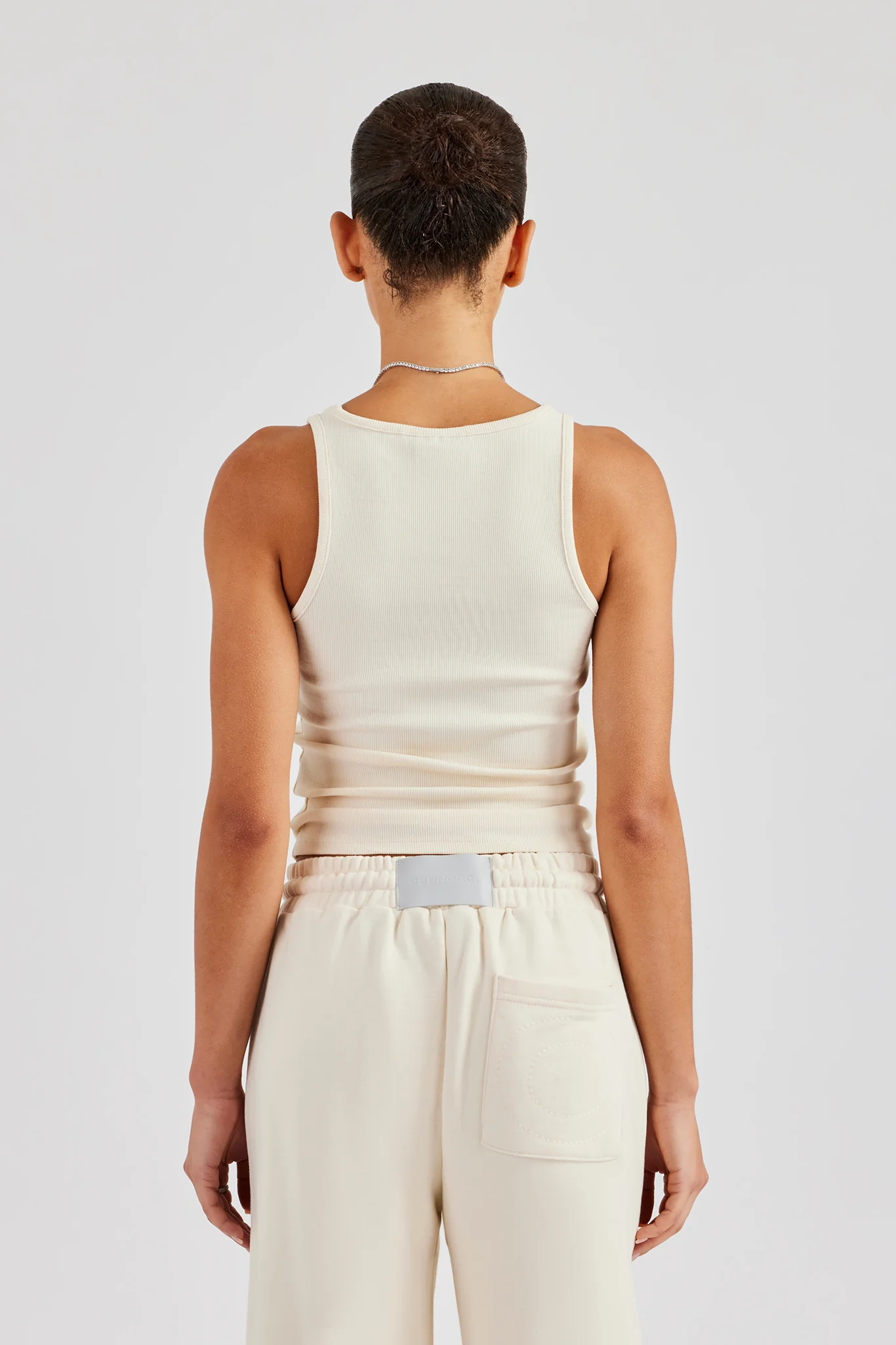 Ribbed Layered Applique Vest Top - Off White - Image 3