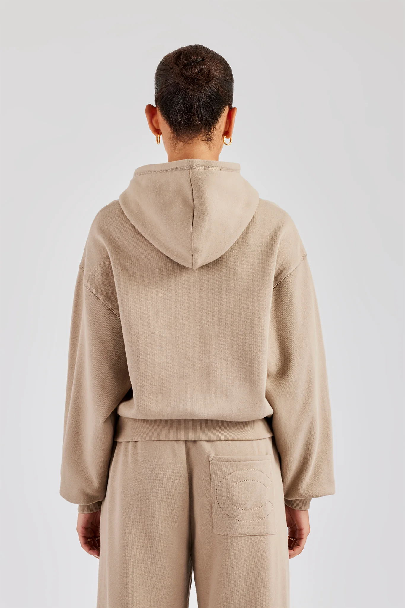 Rope Embroidery Oversized Hoodie - Taupe - Image 4