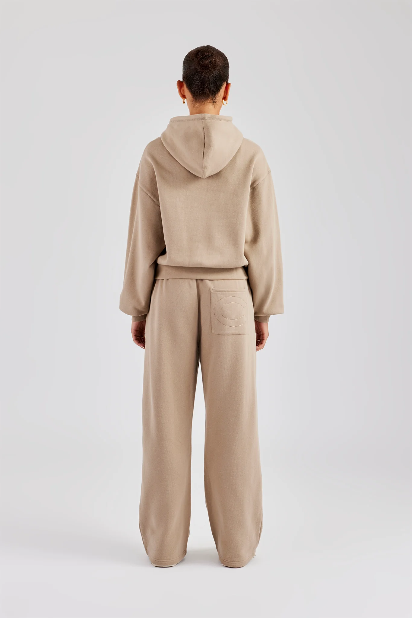 Rope Embroidery Wide Leg Jogger - Taupe - Image 4