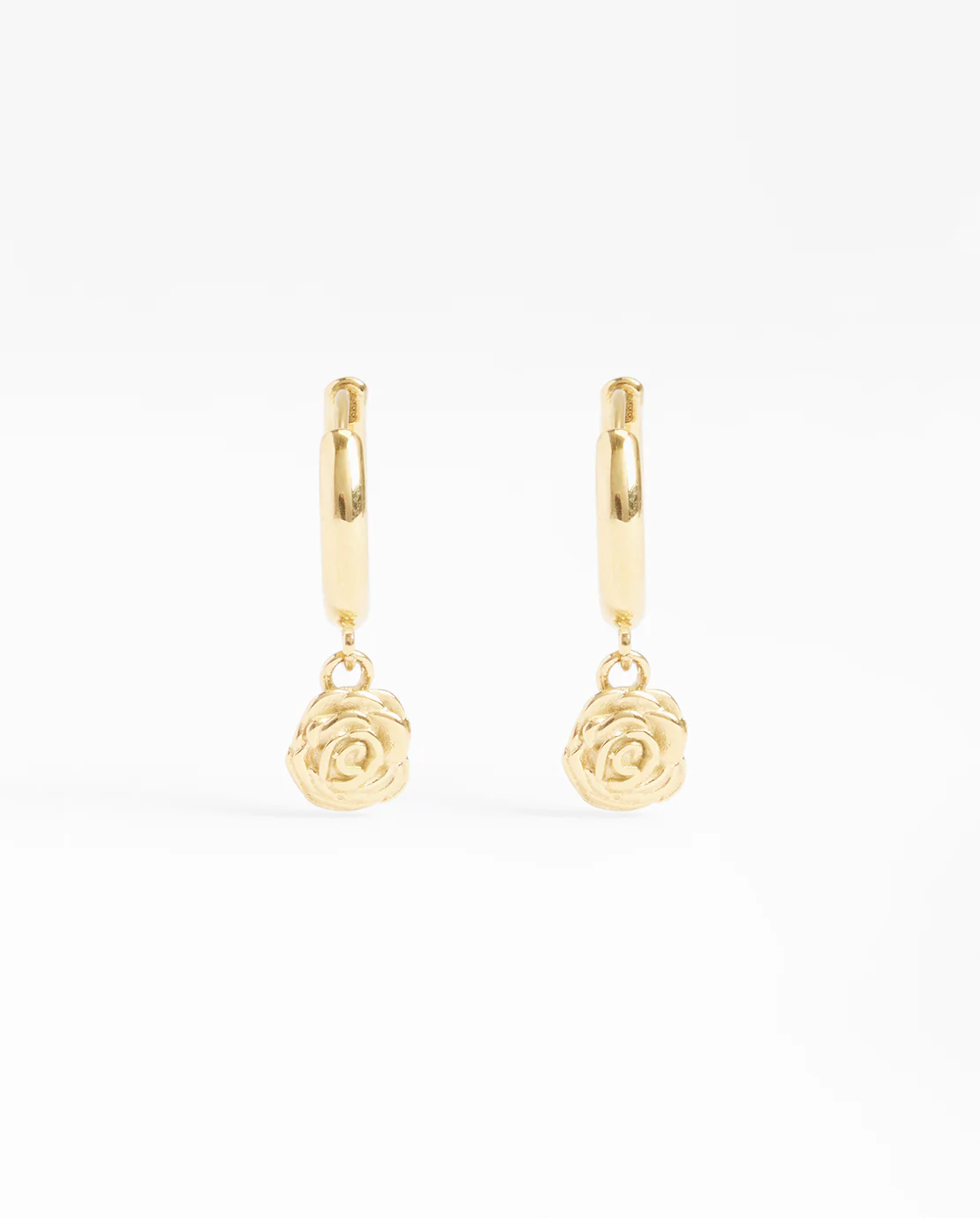 Rose Hoop Earrings - Gold - Image 2