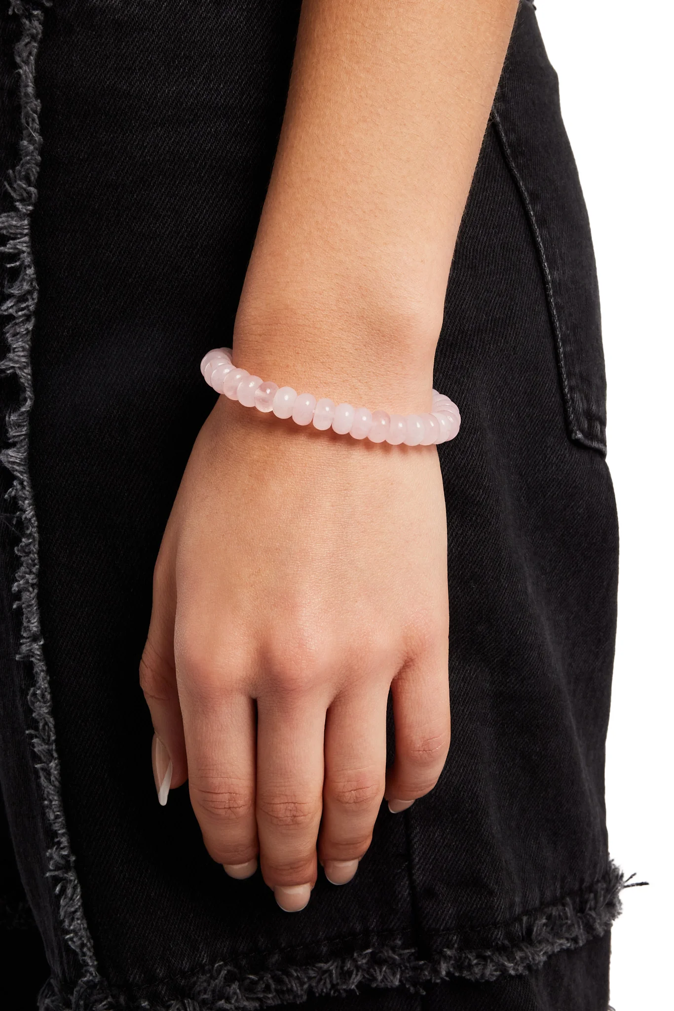 Rose Quartz Bead Bracelet - White 6mm