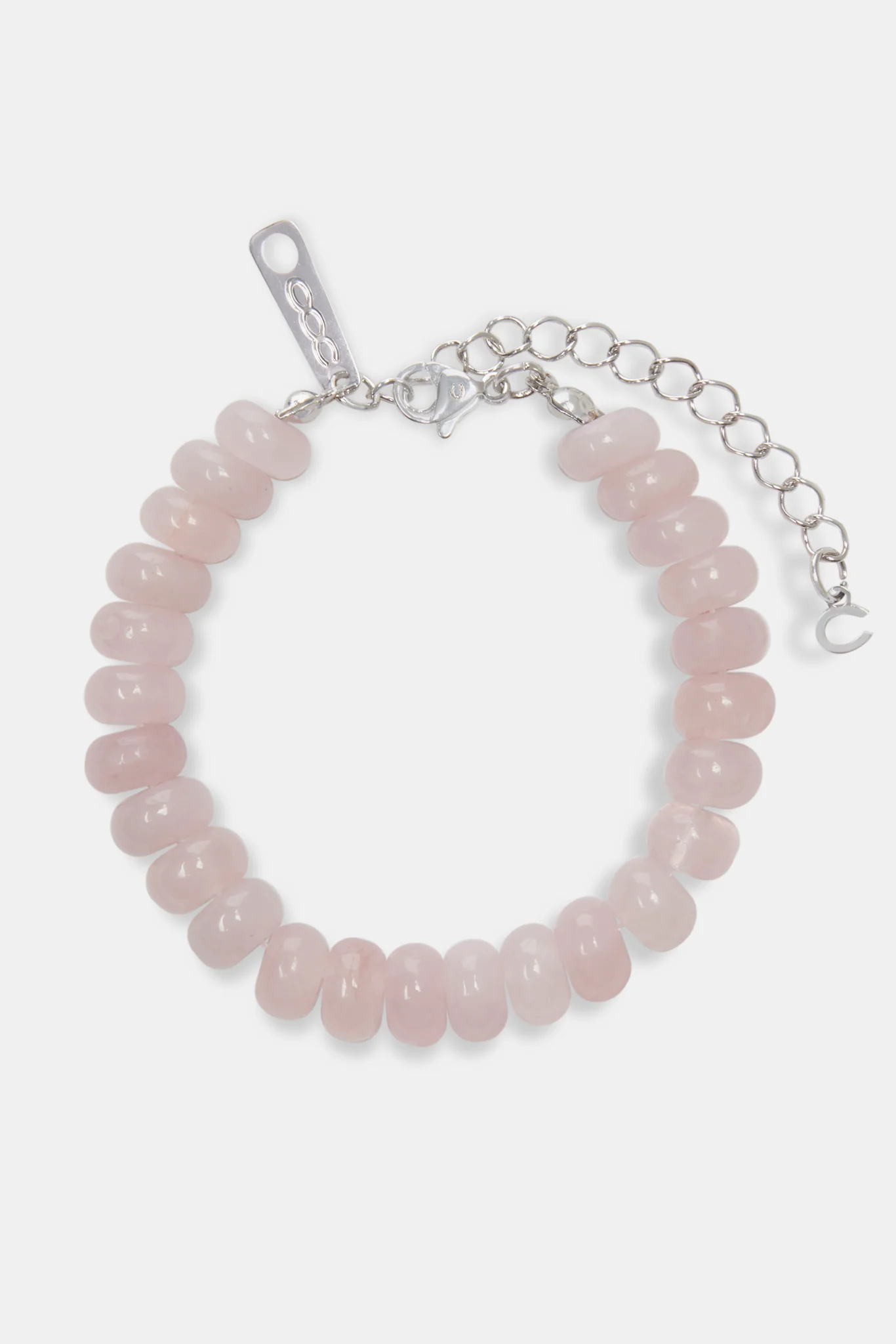 Rose Quartz Bead Bracelet - White 6mm - Image 2
