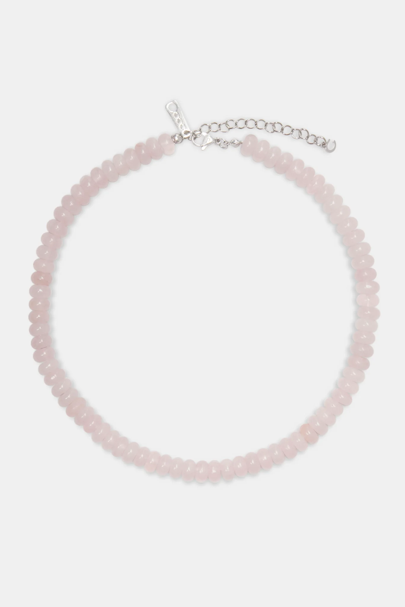 Rose Quartz Bead Necklace - White - 6mm - Image 2