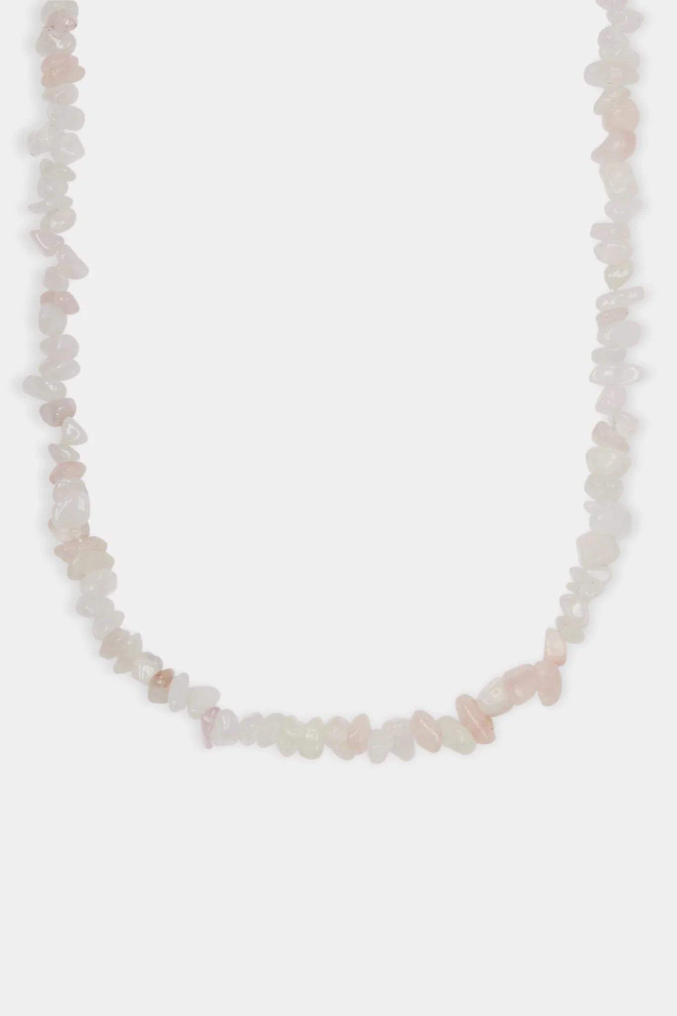 Rose Quartz Shard Bead Necklace - White - 6mm - Image 2