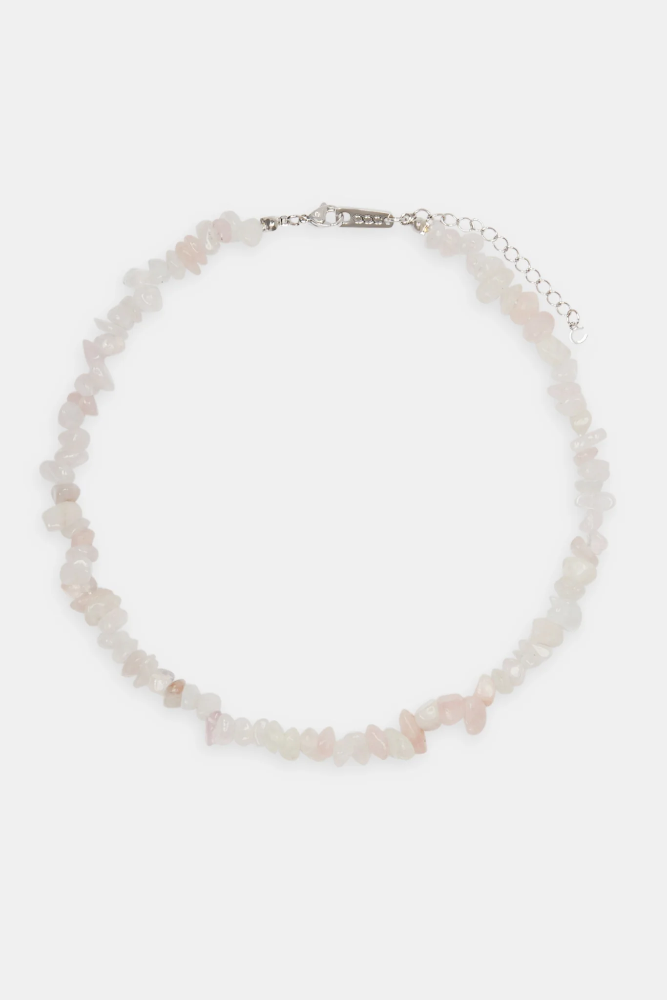Rose Quartz Shard Bead Necklace - White - 6mm - Image 4