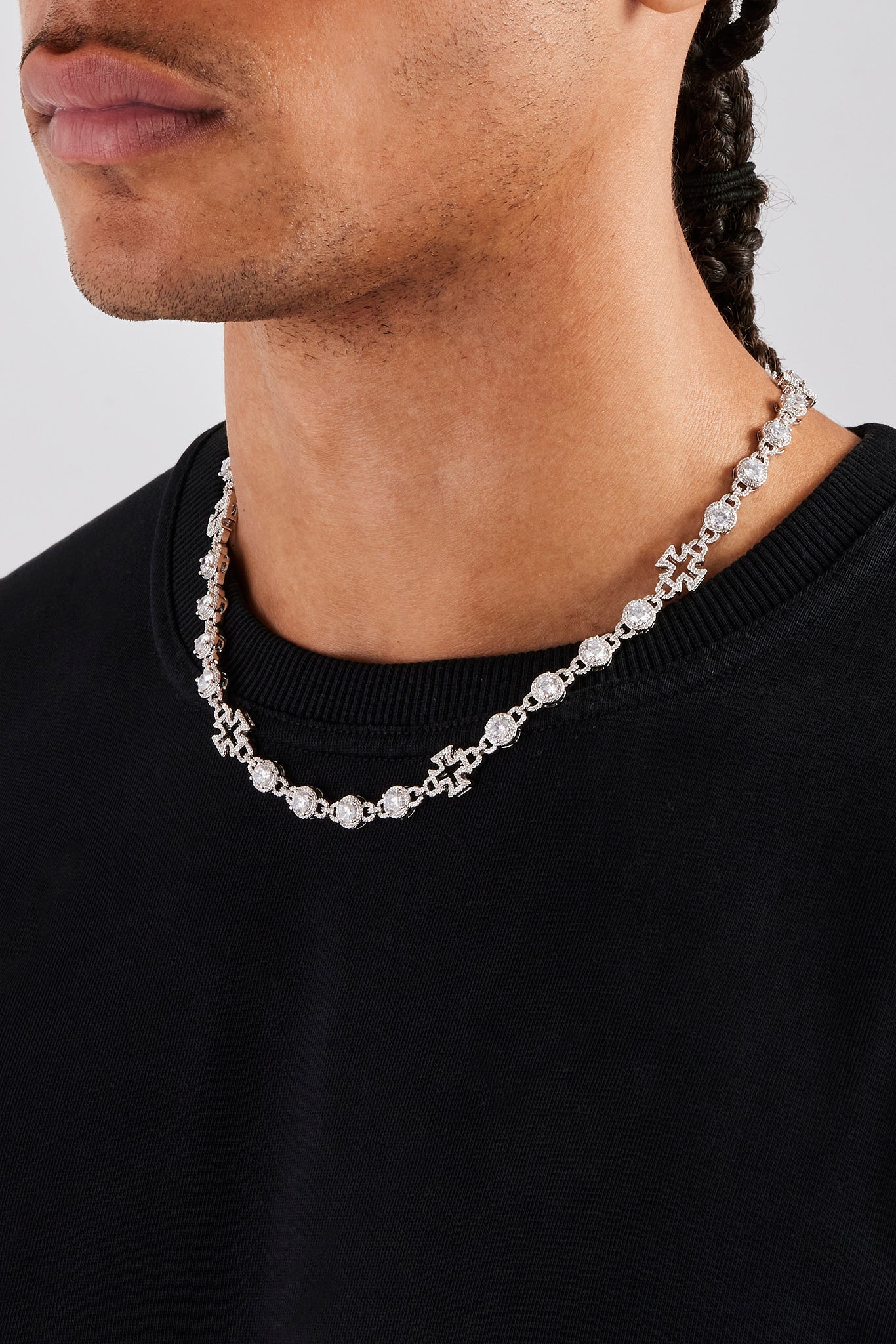 Round CZ & Motif Outline Chain - 8mm - Image 3
