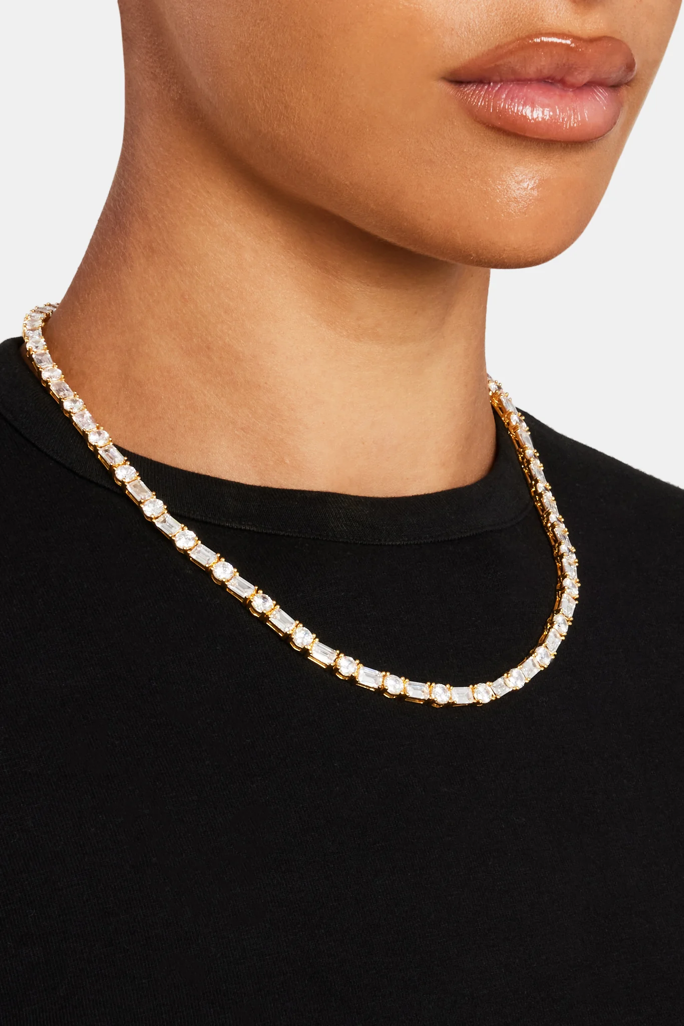 Round & Rectangular Tennis Chain - Gold 5mm - Image 3