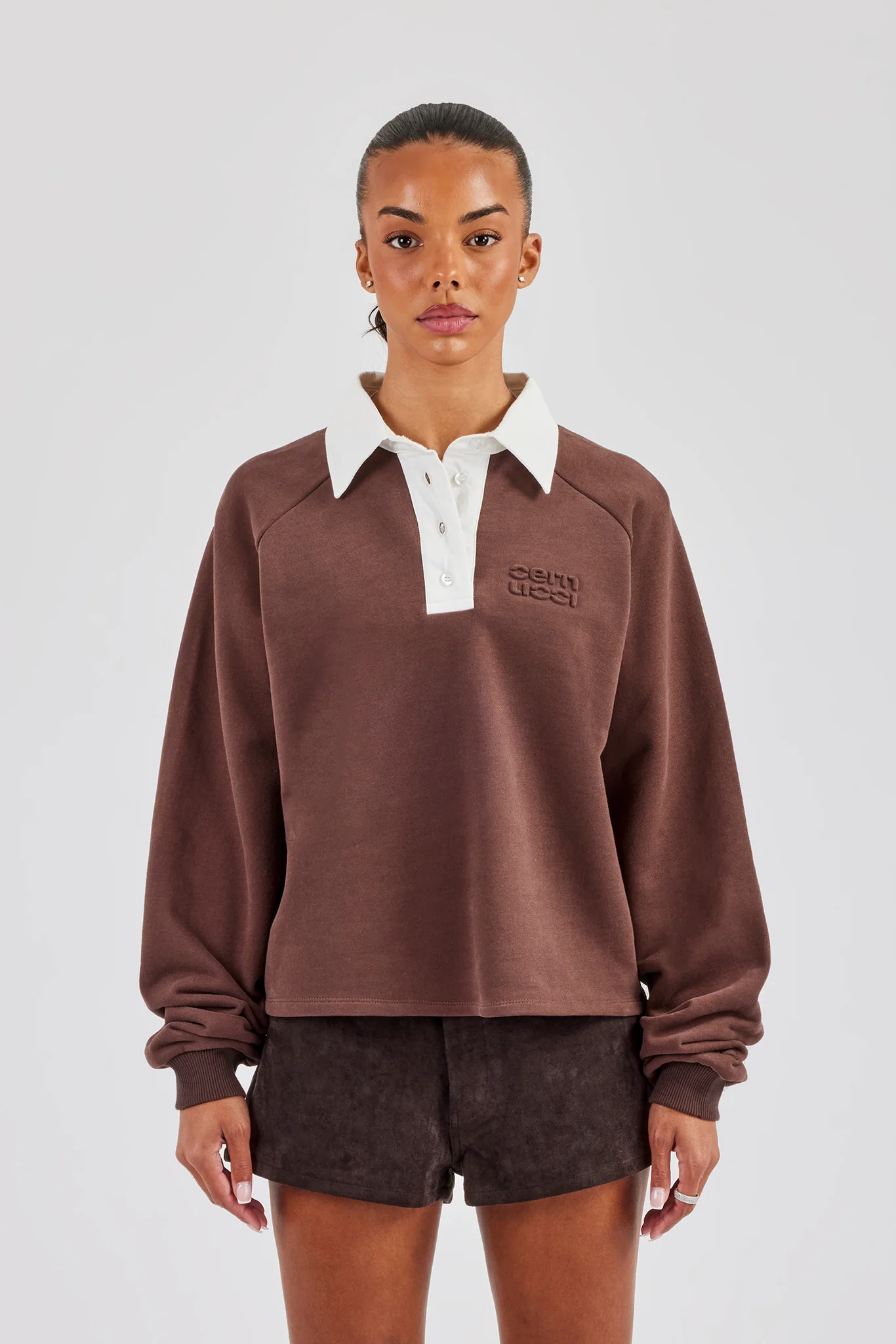 Rugby Polo Sweatshirt - Chocolate - Image 2