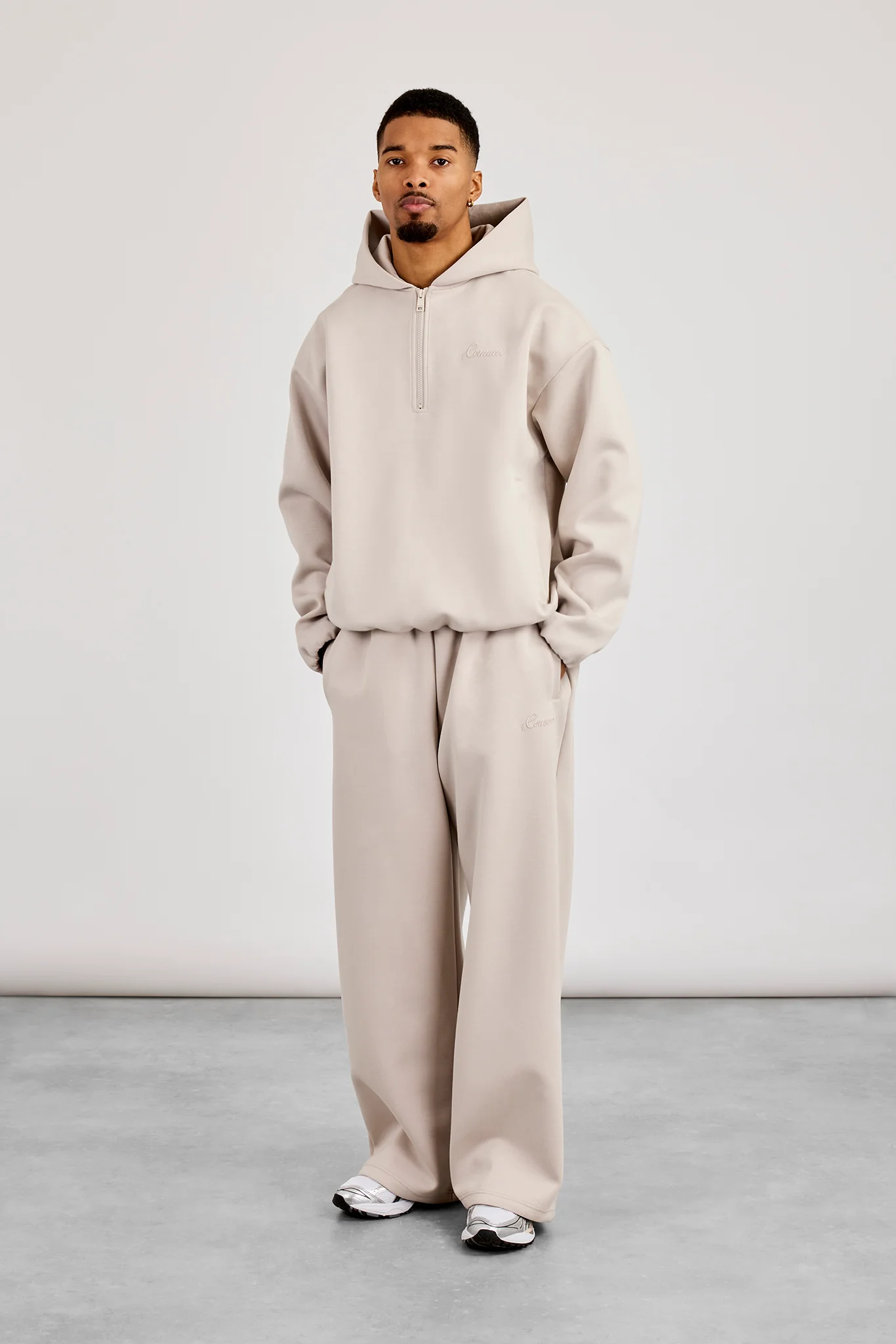 Scuba Half Zip Hoodie - Light Grey - Image 2