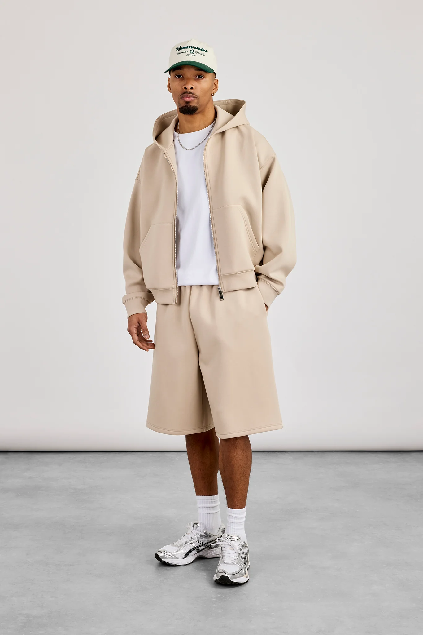 Scuba Boxy Zip Through Hoodie & Jort - Stone