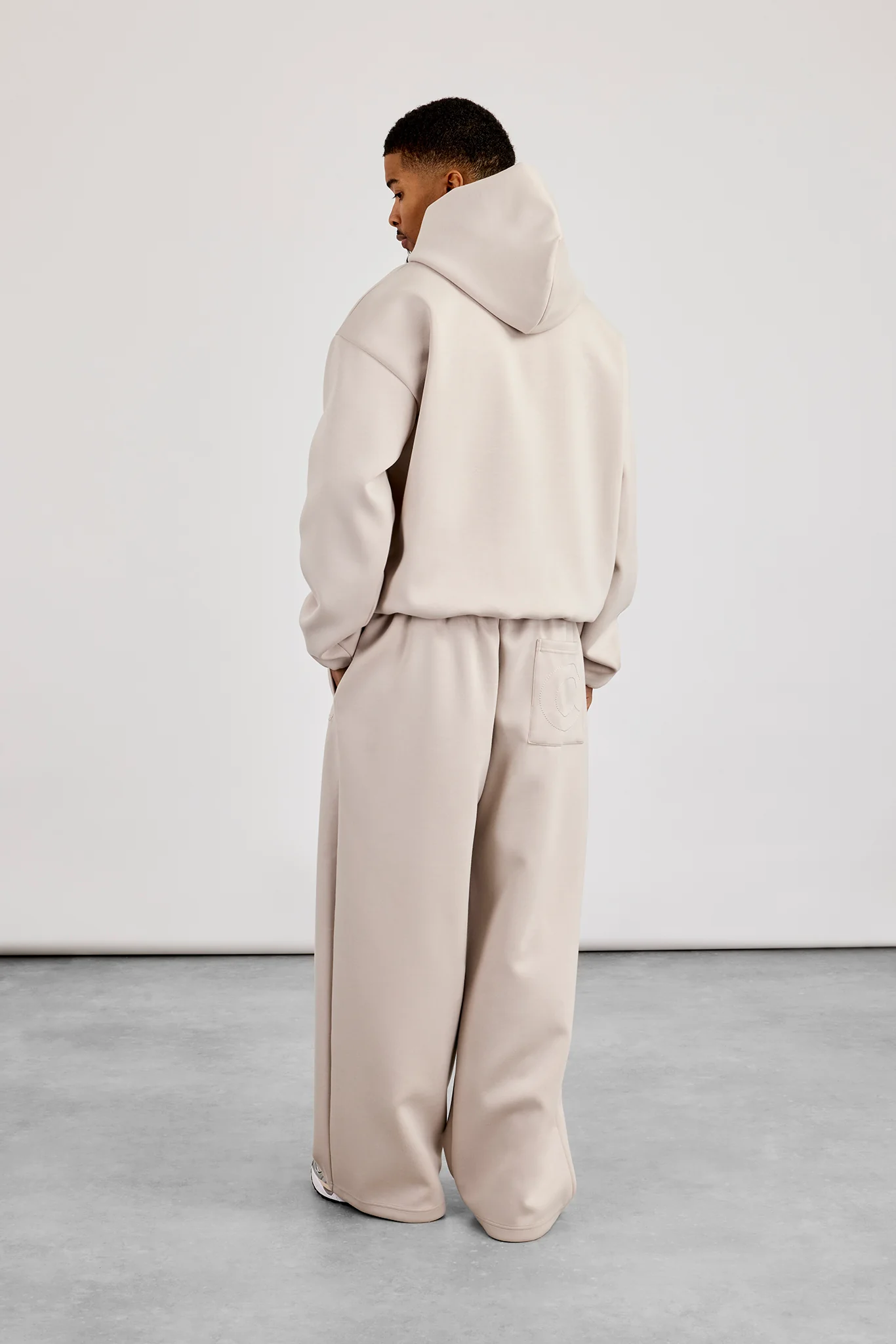 Scuba Half Zip Hoodie & Baggy Fit Jogger - Light Grey - Image 3