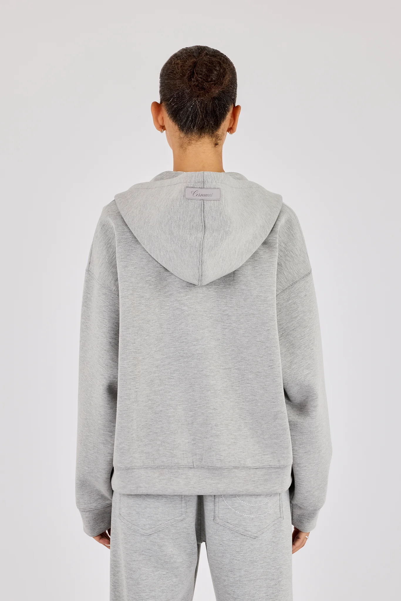 Scuba Oversized Zip Hoodie- Grey - Image 3