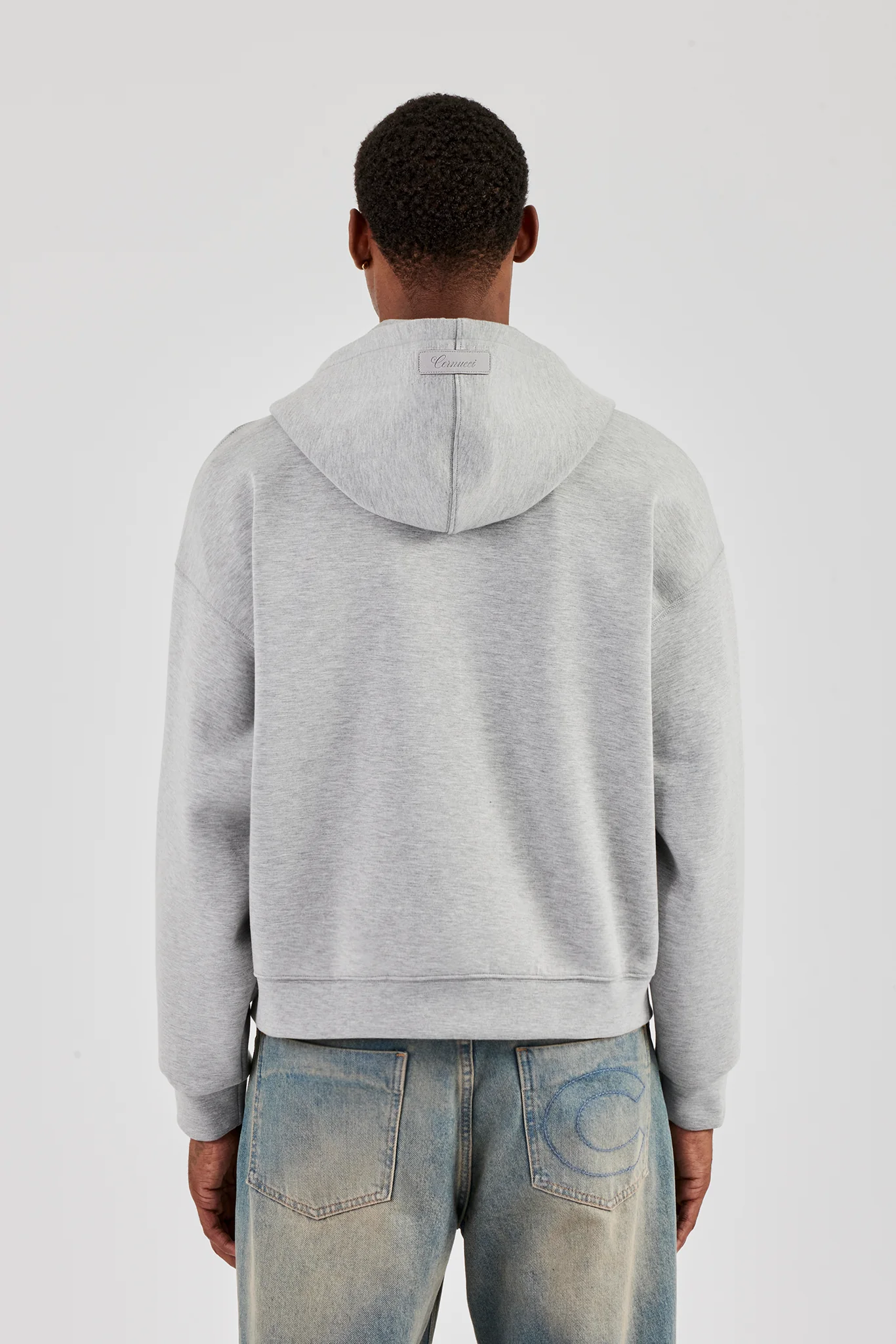 Scuba Zip Through Boxy Hoodie - Grey - Image 5