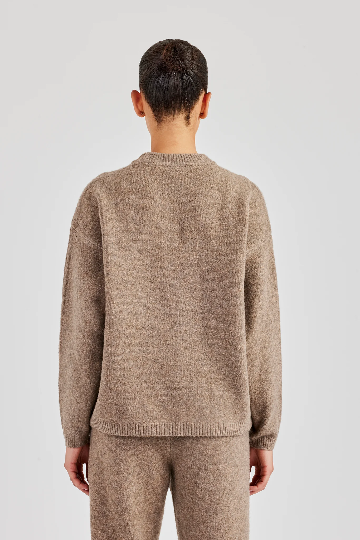 Seam Detail Knitted Sweatshirt - Brown - Image 4