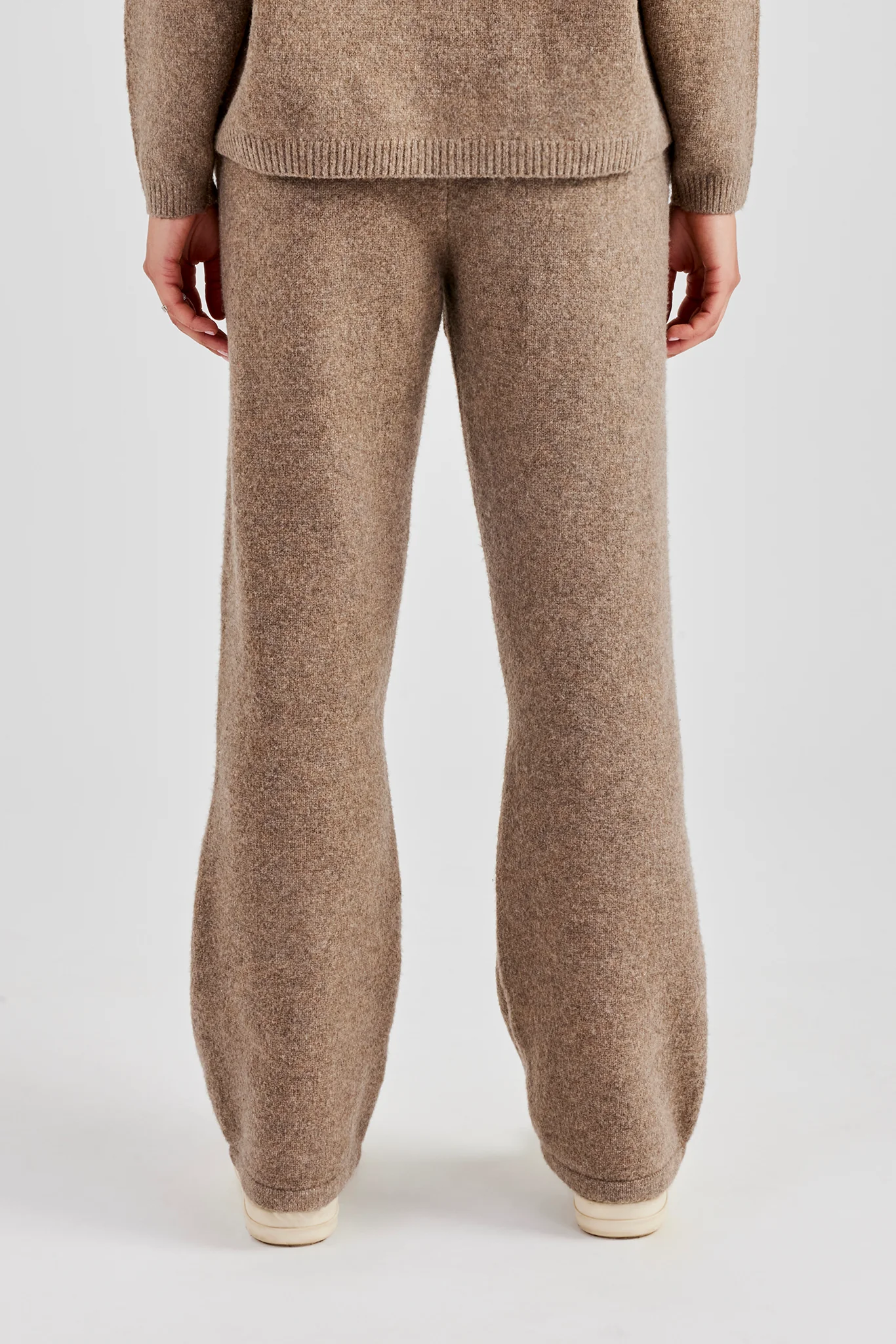 Seam Detail Knitted Wide Leg Jogger - Brown - Image 4