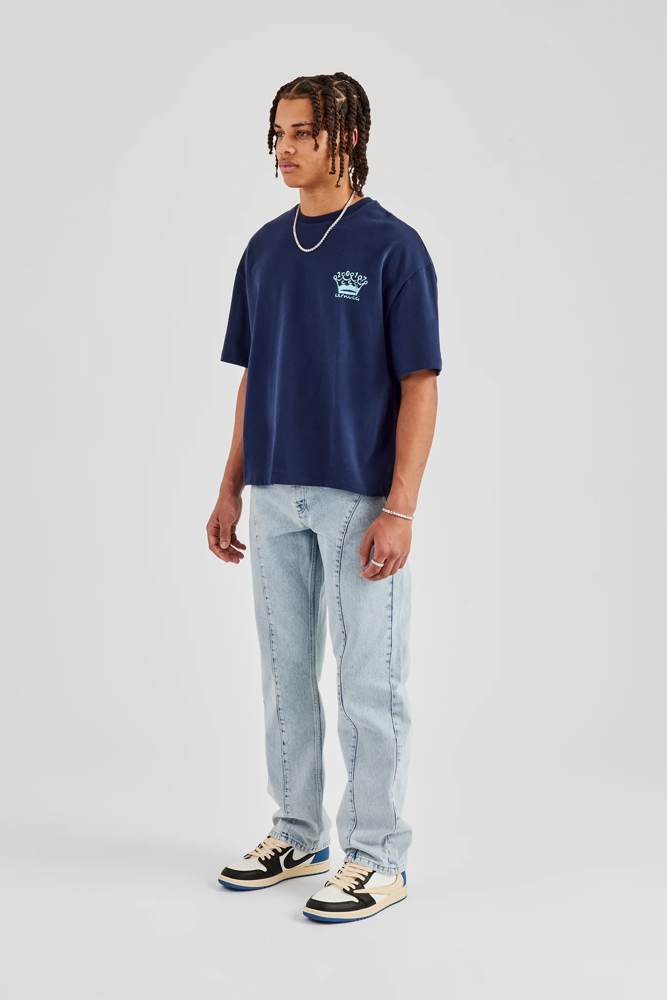 Seam Detail Straight Leg Jean - Light Blue - Image 5