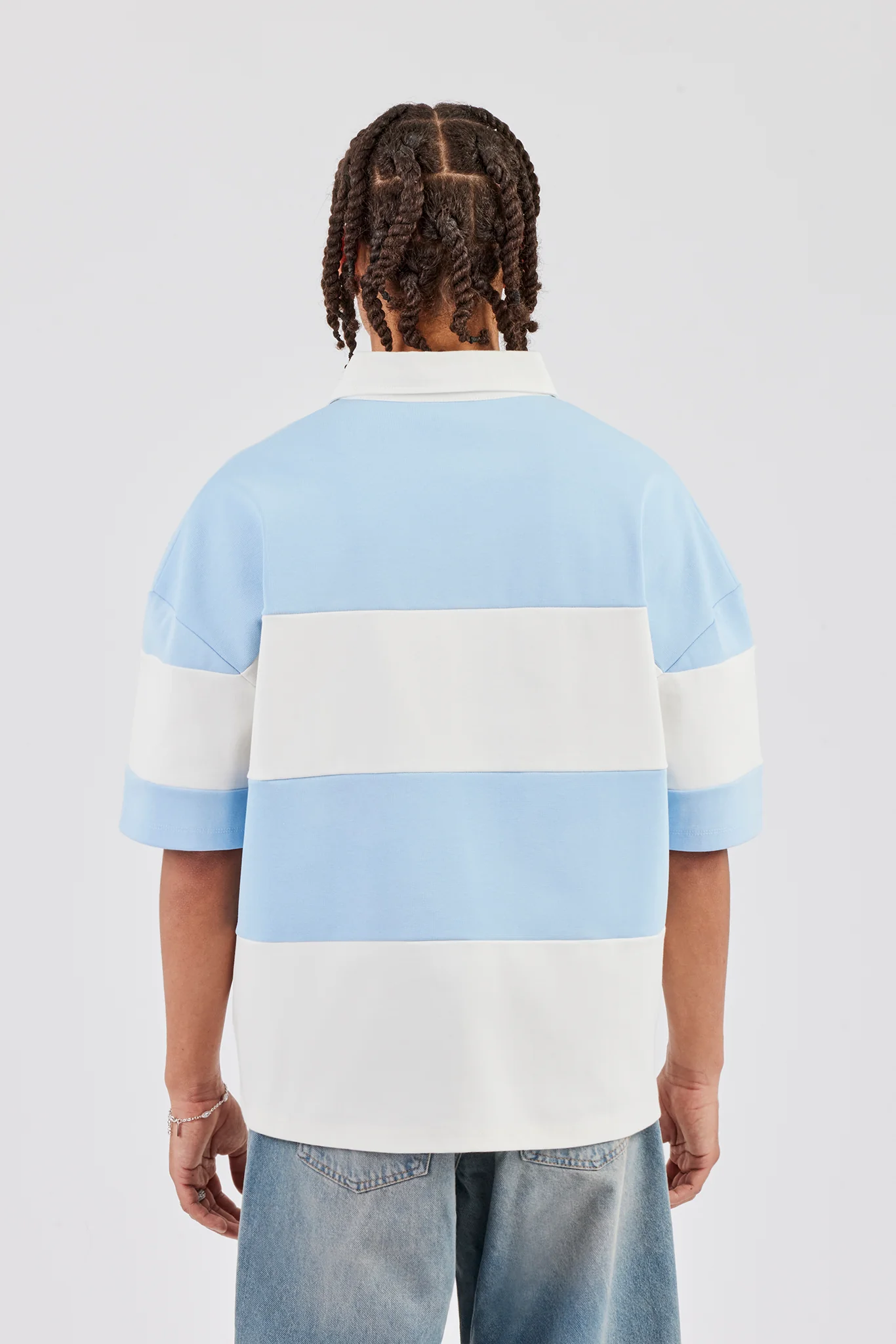 Short Sleeve Boxy Rugy Polo - Blue - Image 5