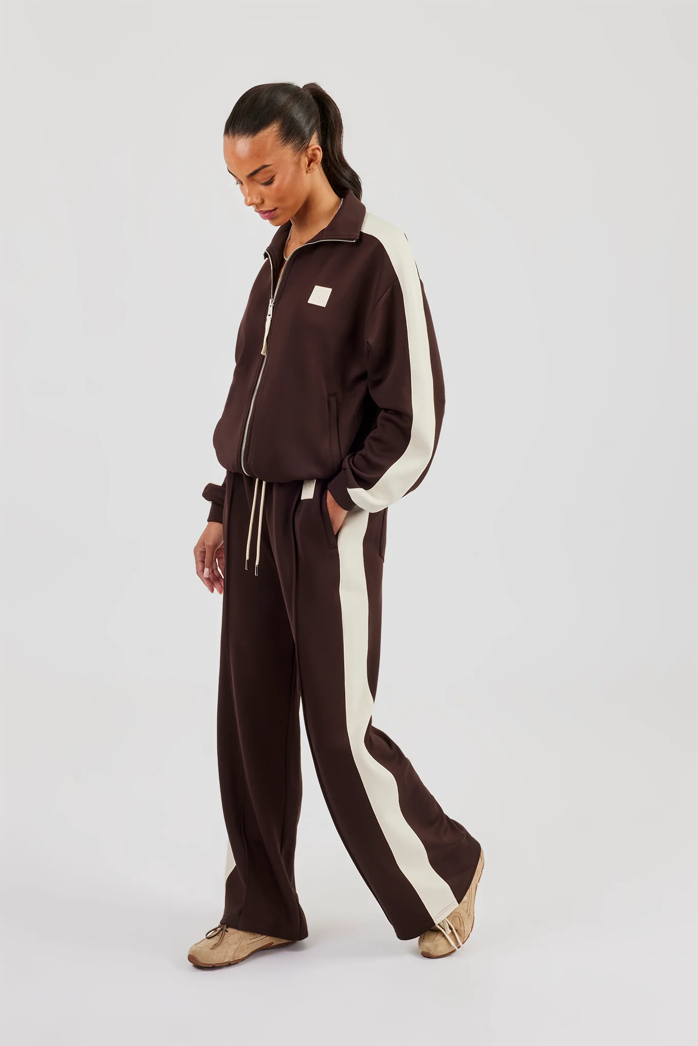 Single Taping Drawcord Track Pant - Chocolate - Image 2