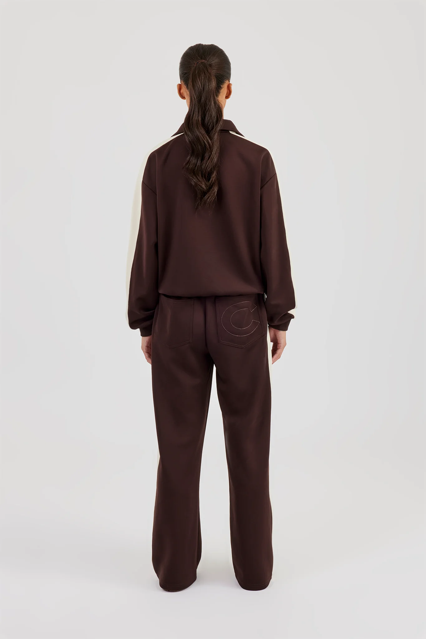 Single Taping Regular Track Jacket & Drawcord Track Pant - Chocolate - Image 5