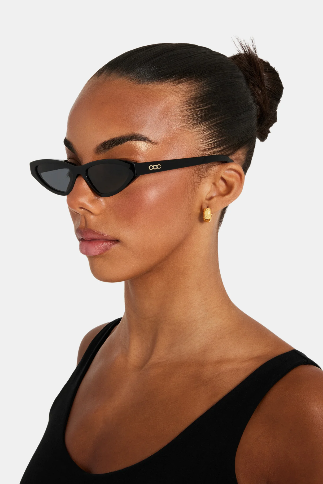 Skinny Tortoiseshell Sunglasses - Black - Image 2