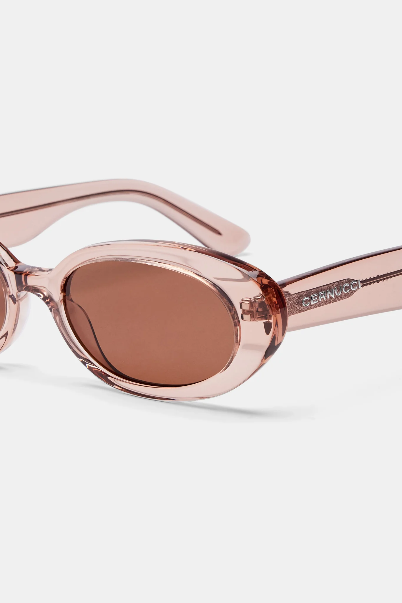 Slim Oval Acetate Sunglasses  - Transparent Blush - Image 4