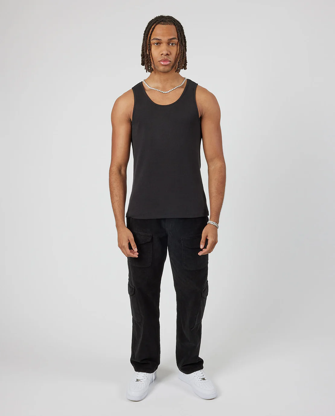 Slim Ribbed Vest - Black - Image 2