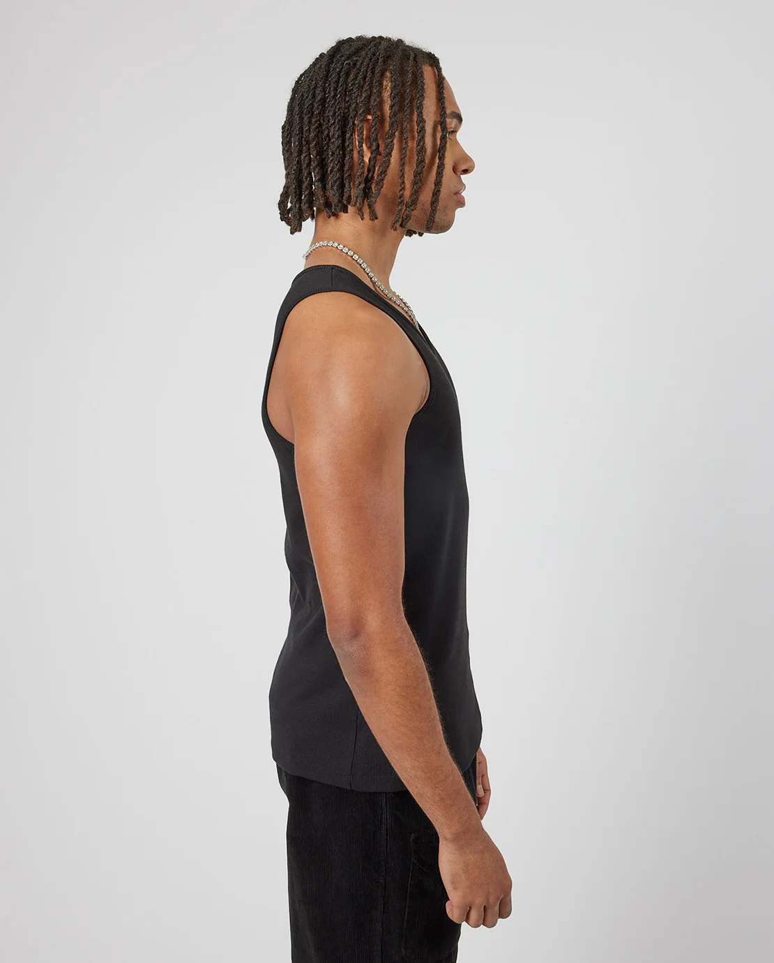 Slim Ribbed Vest - Black - Image 3