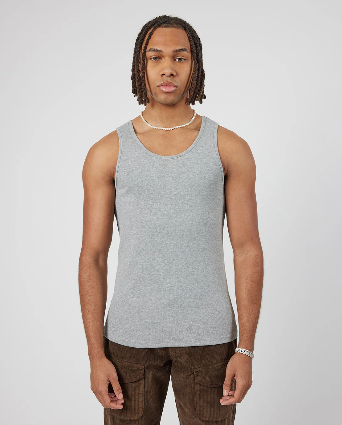 Slim Ribbed Vest - Grey