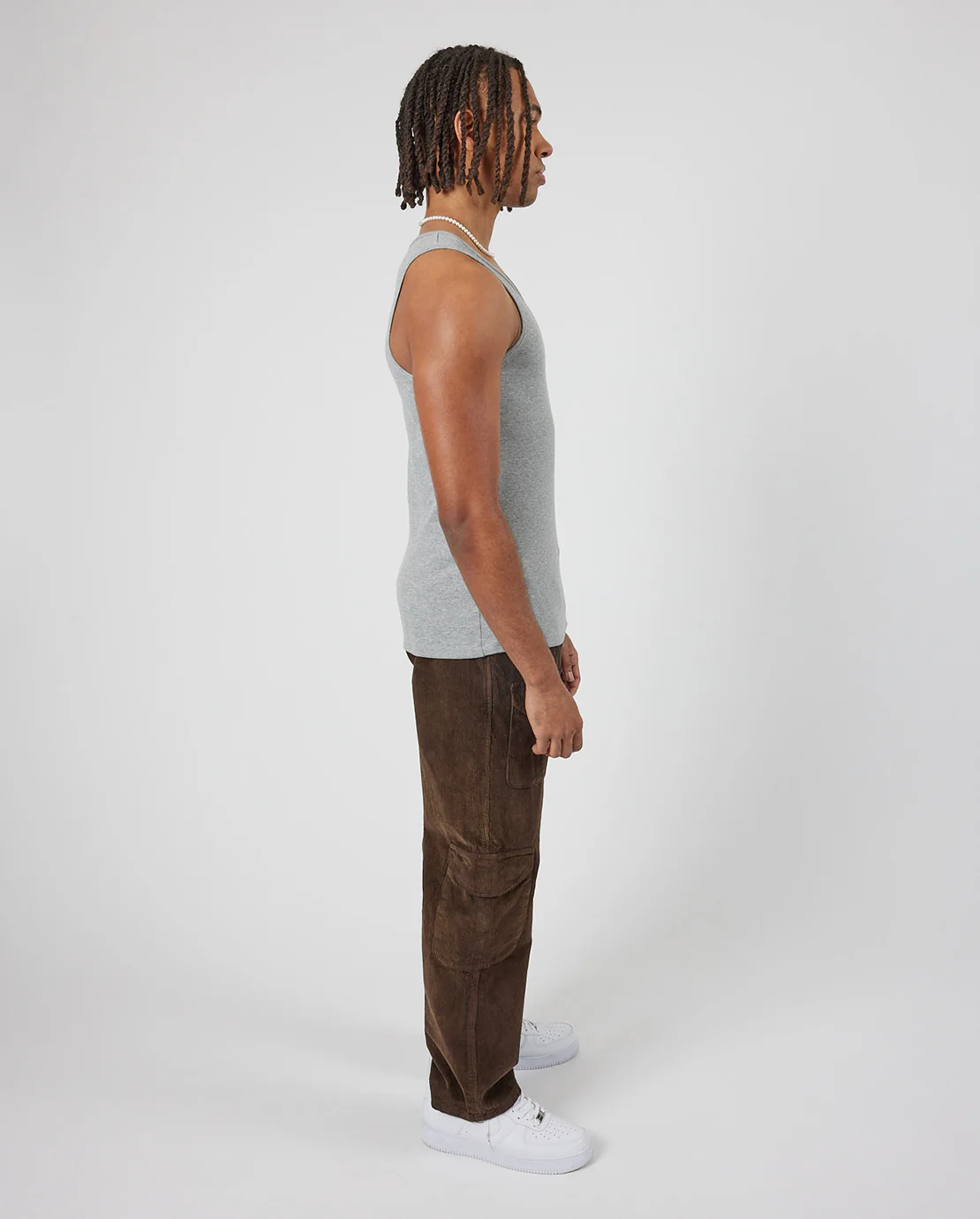 Slim Ribbed Vest - Grey - Image 3