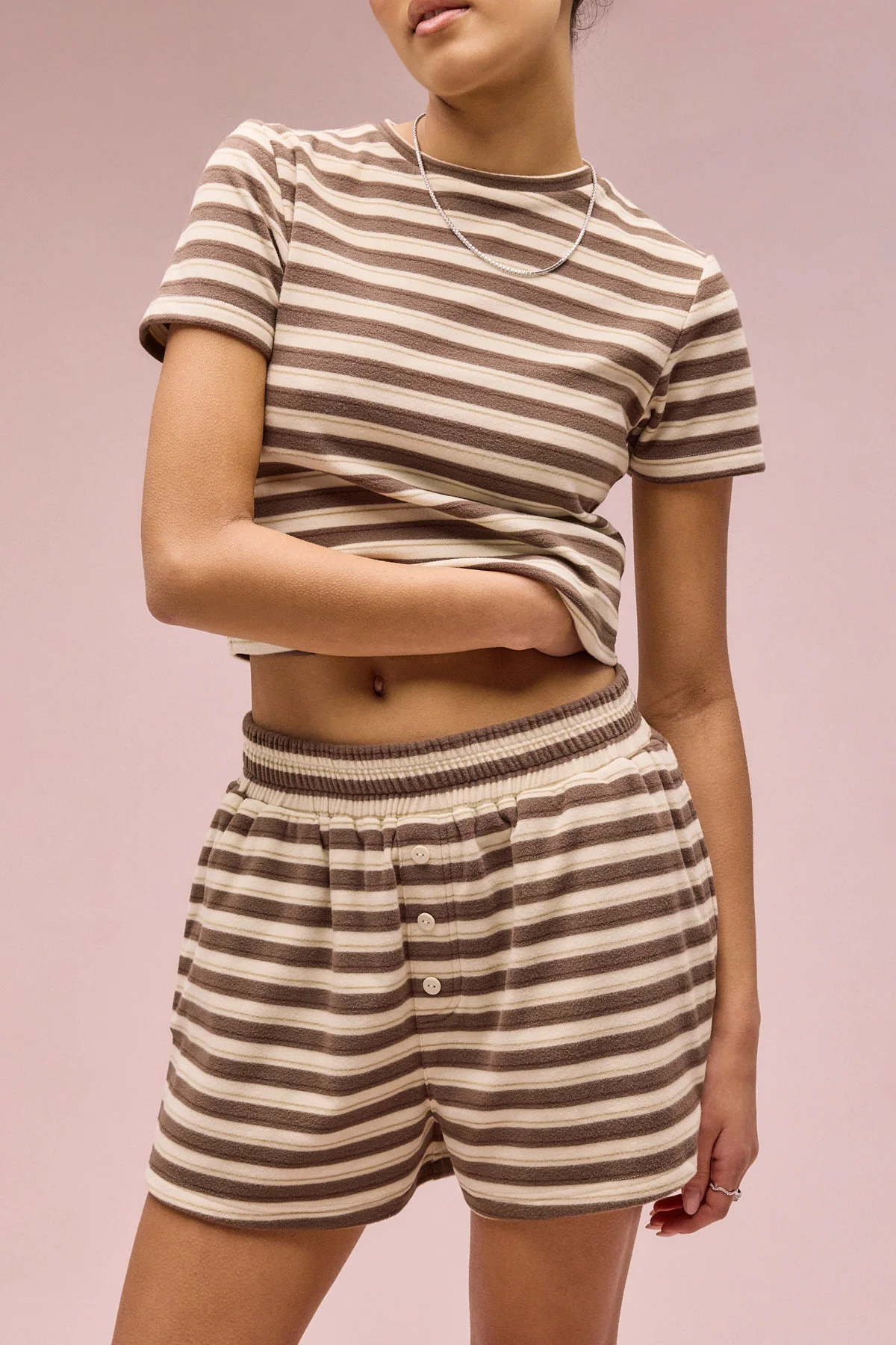 Soft Touch Double Stripe Short - Beige - Image 2