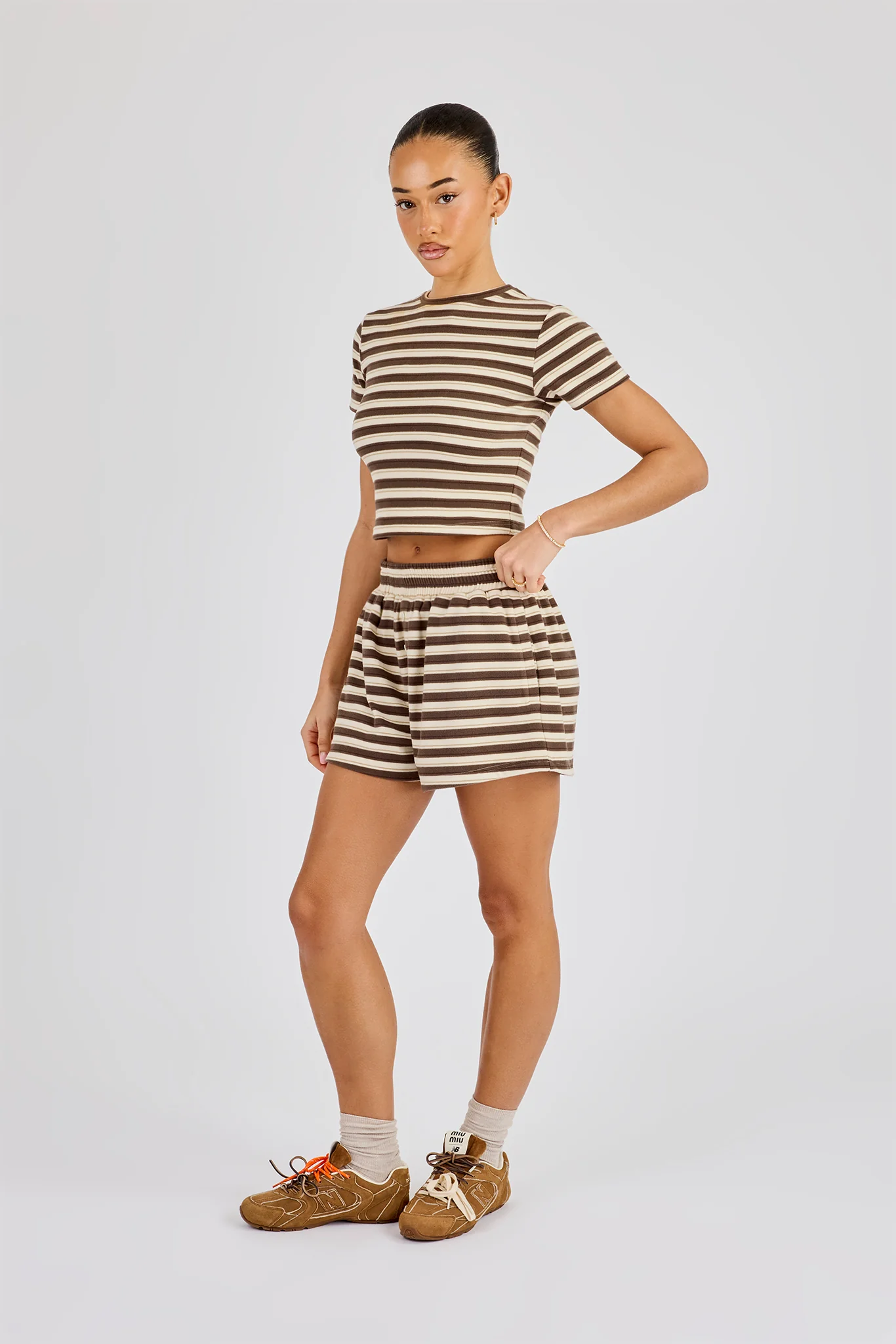 Soft Touch Double Stripe Short - Beige - Image 3