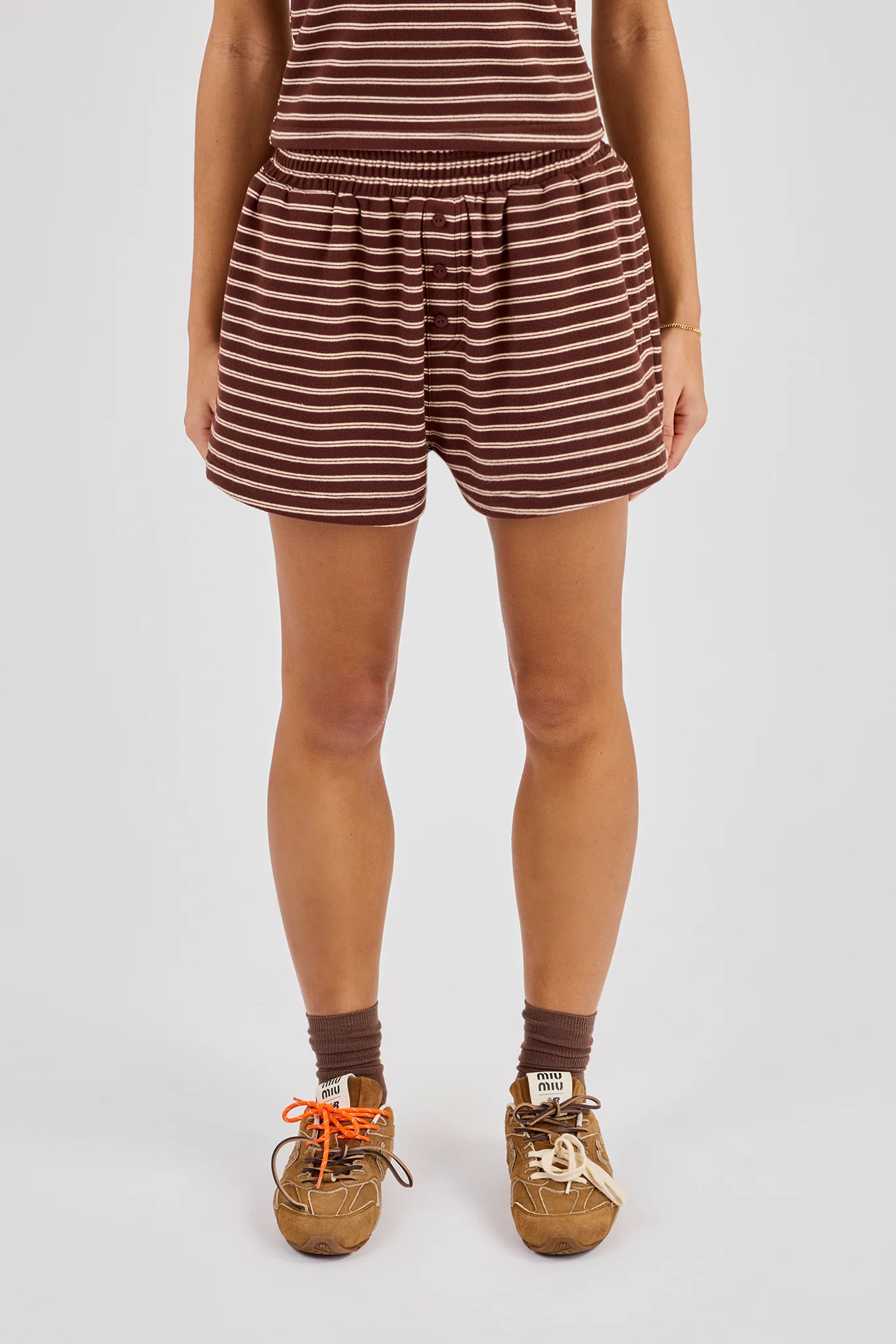 Soft Touch Double Stripe Short - Chocolate - Image 4