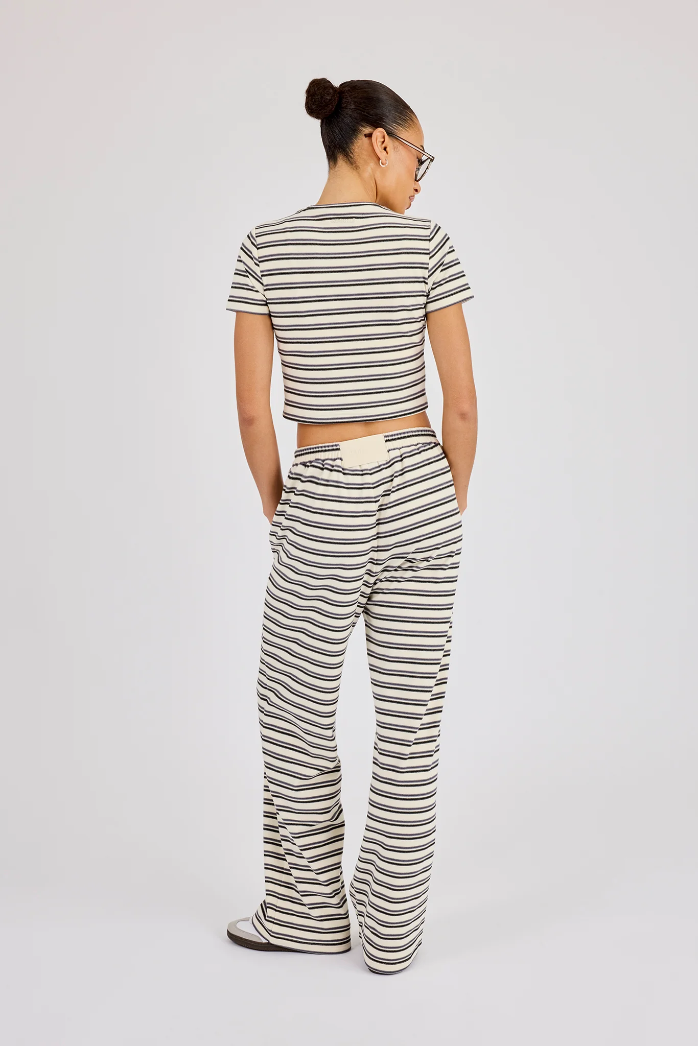 Soft Touch Double Stripe Short Sleeve Top & Trouser - Blue - Image 4