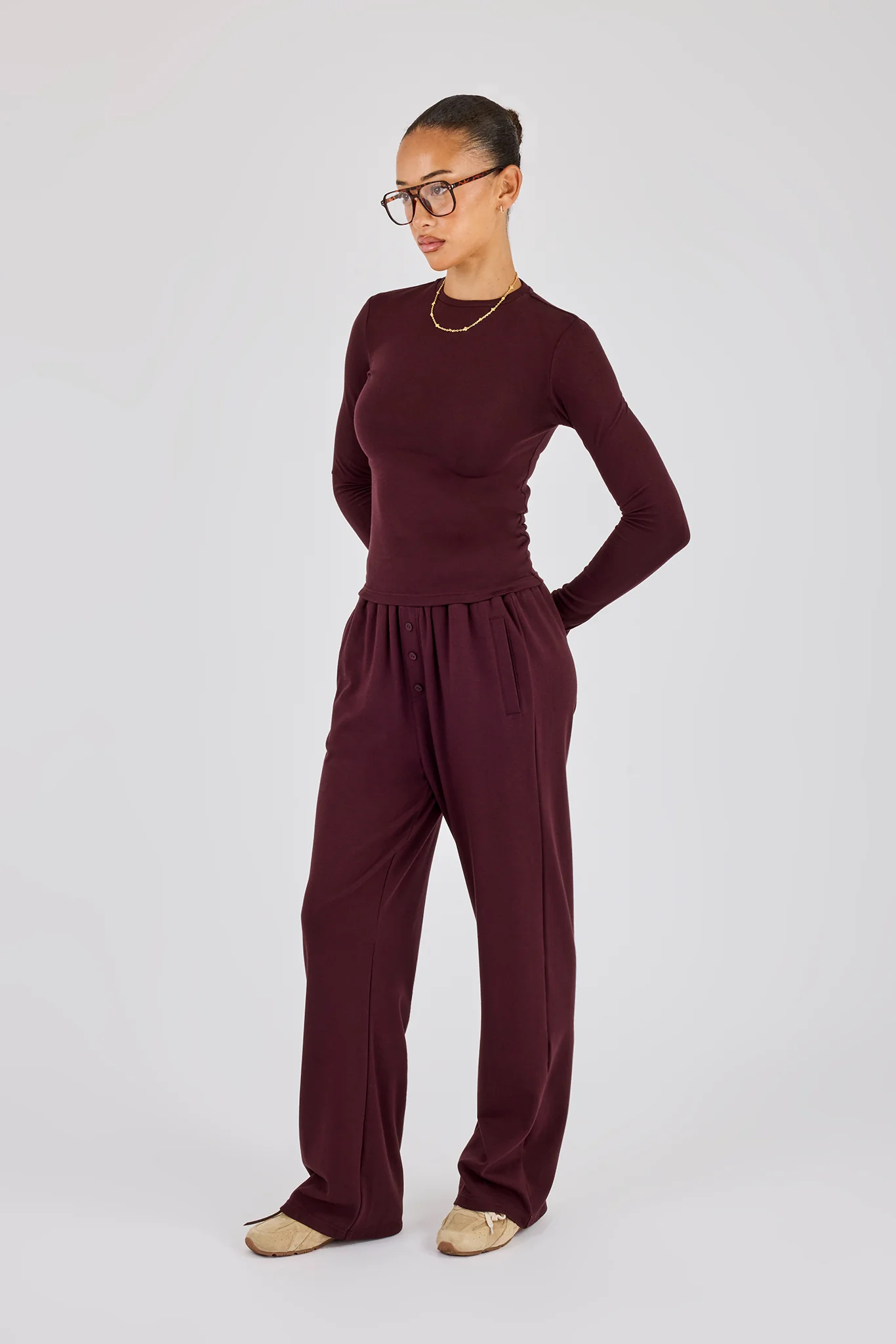 Soft Touch Long Sleeve Top - Burgundy - Image 2