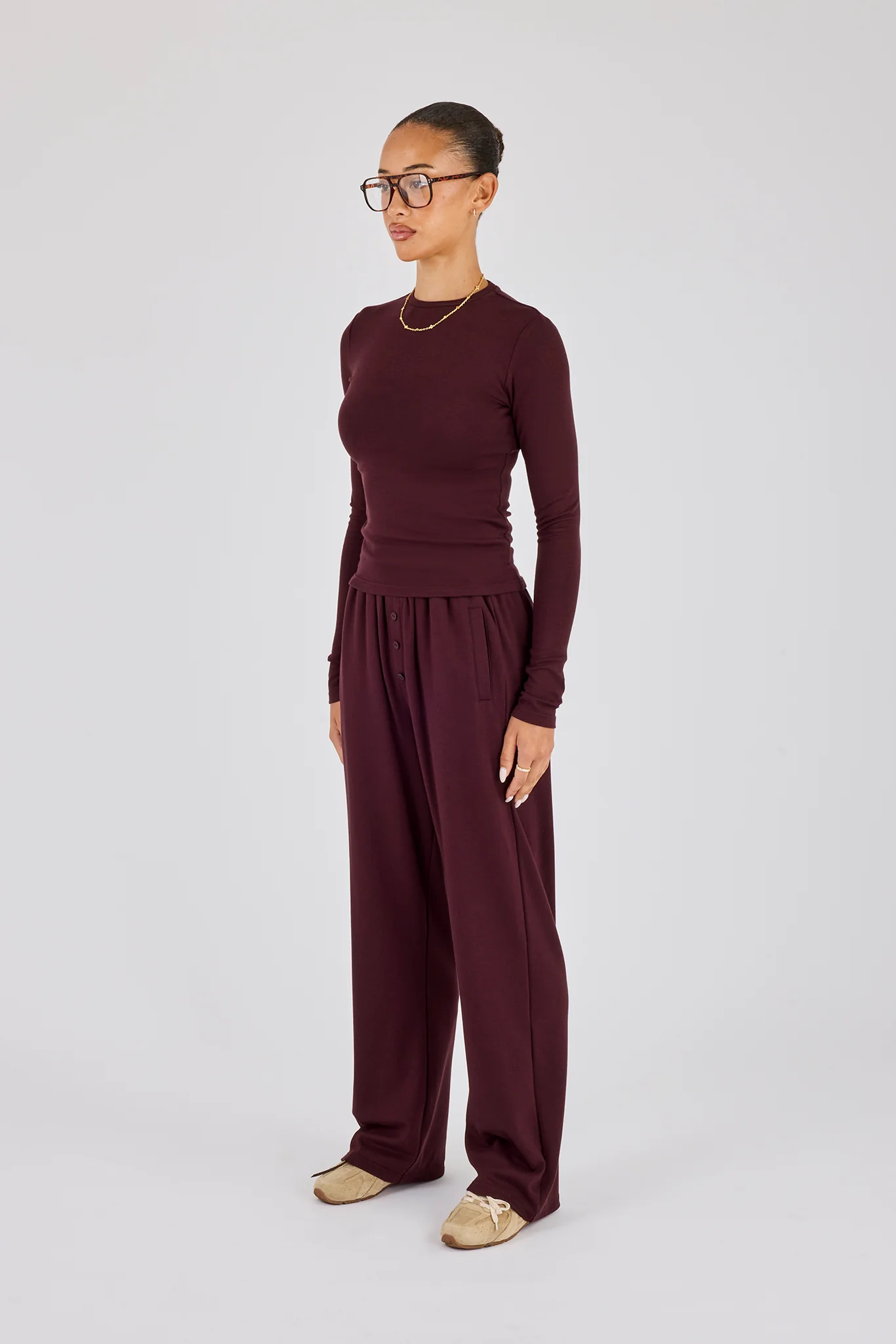 Soft Touch Long Sleeve Top & Trouser - Burgundy - Image 2