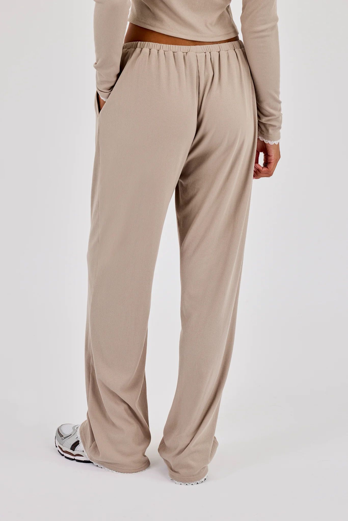 Soft Touch Ribbed Trouser - Taupe - Image 3