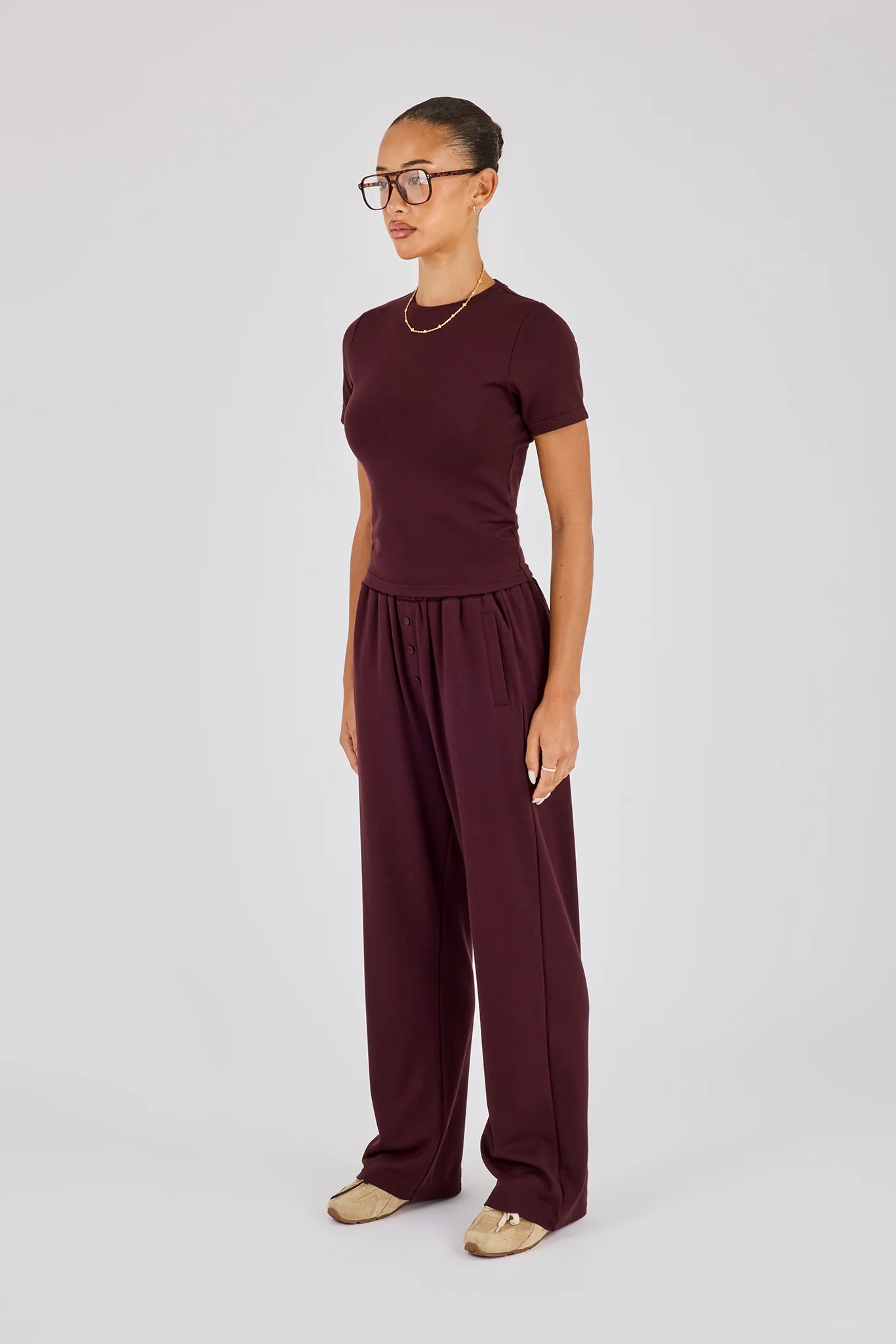 Soft Touch Short Sleeve Top & Trouser - Burgundy - Image 2