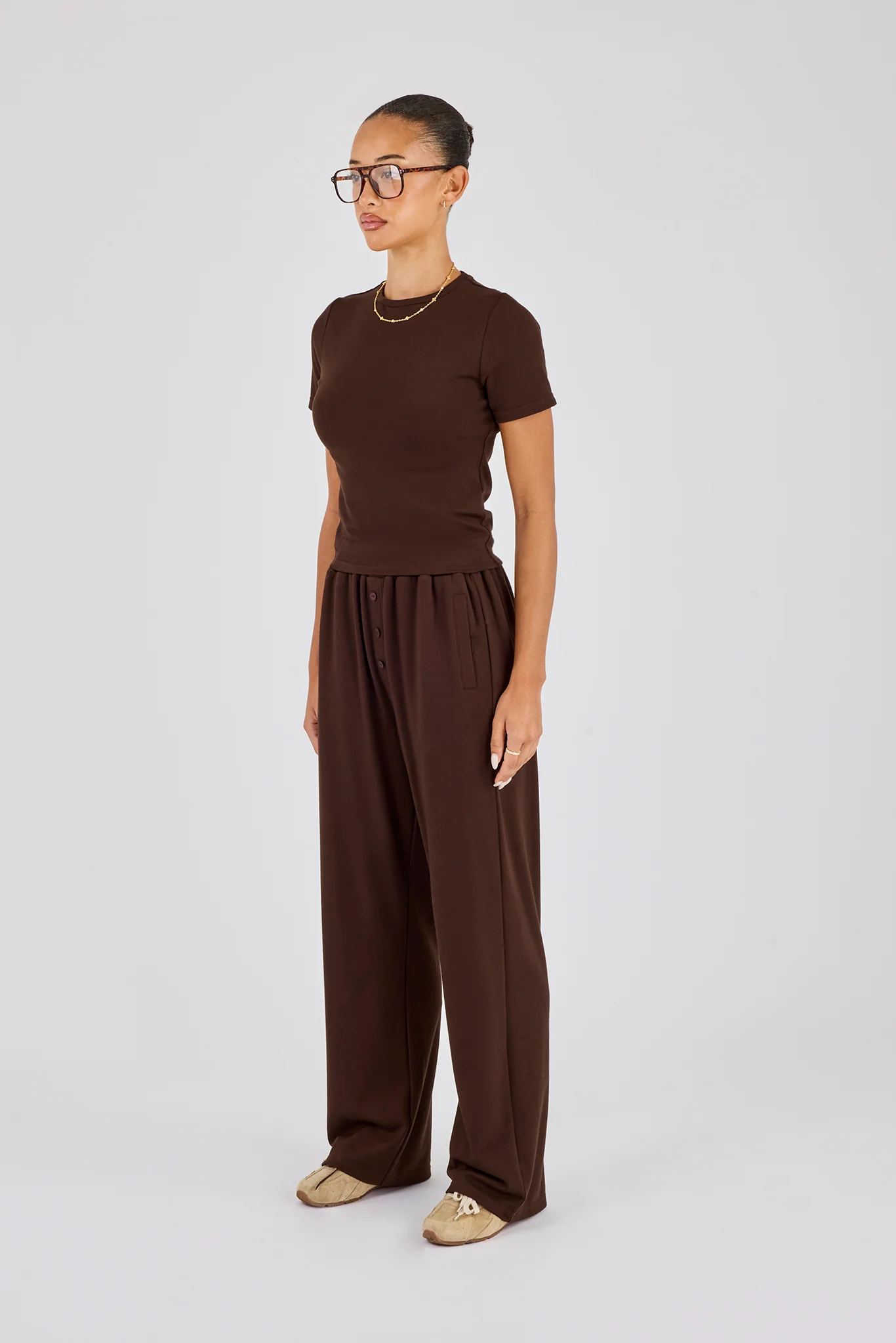 Soft Touch Short Sleeve Top & Trouser - Chocolate - Image 2