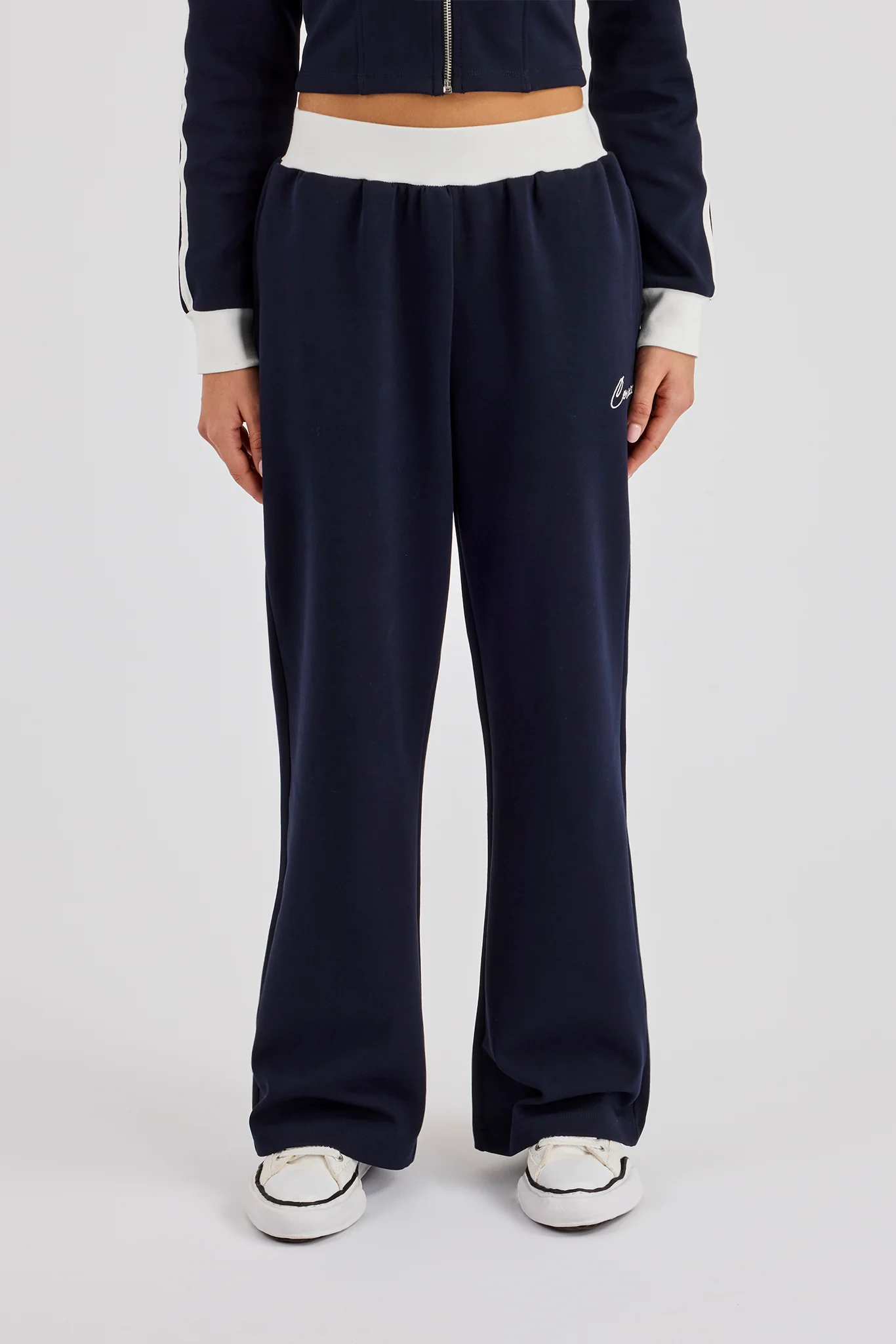 Soft Touch Wide Leg Jogger - Navy Blue - Image 2