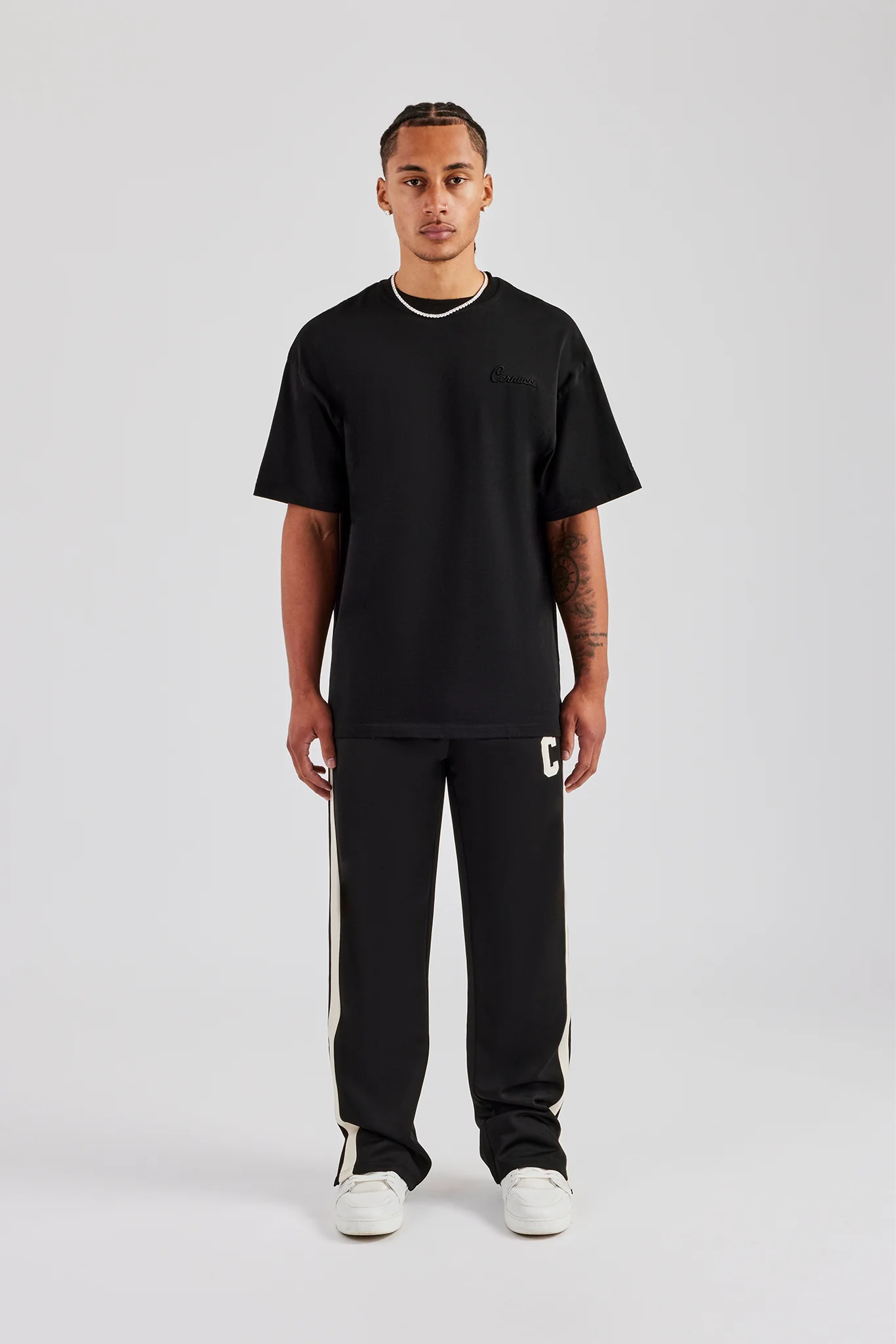 Split Hem Double Panel C Track Pant - Black - Image 2