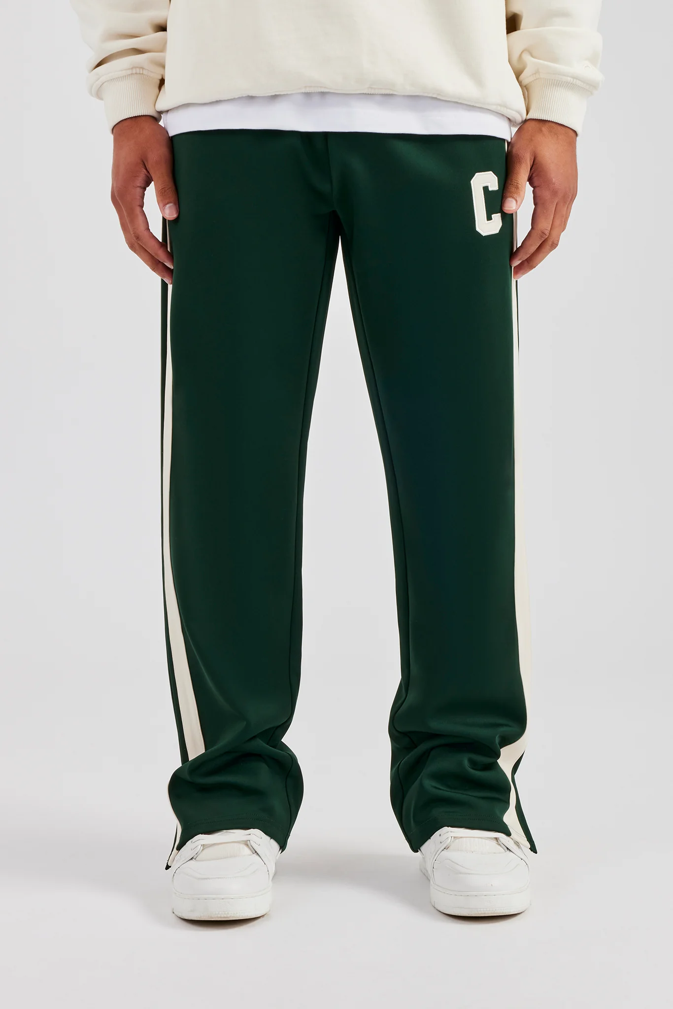 Split Hem Double Panel C Track Pant - Forest Green - Image 2