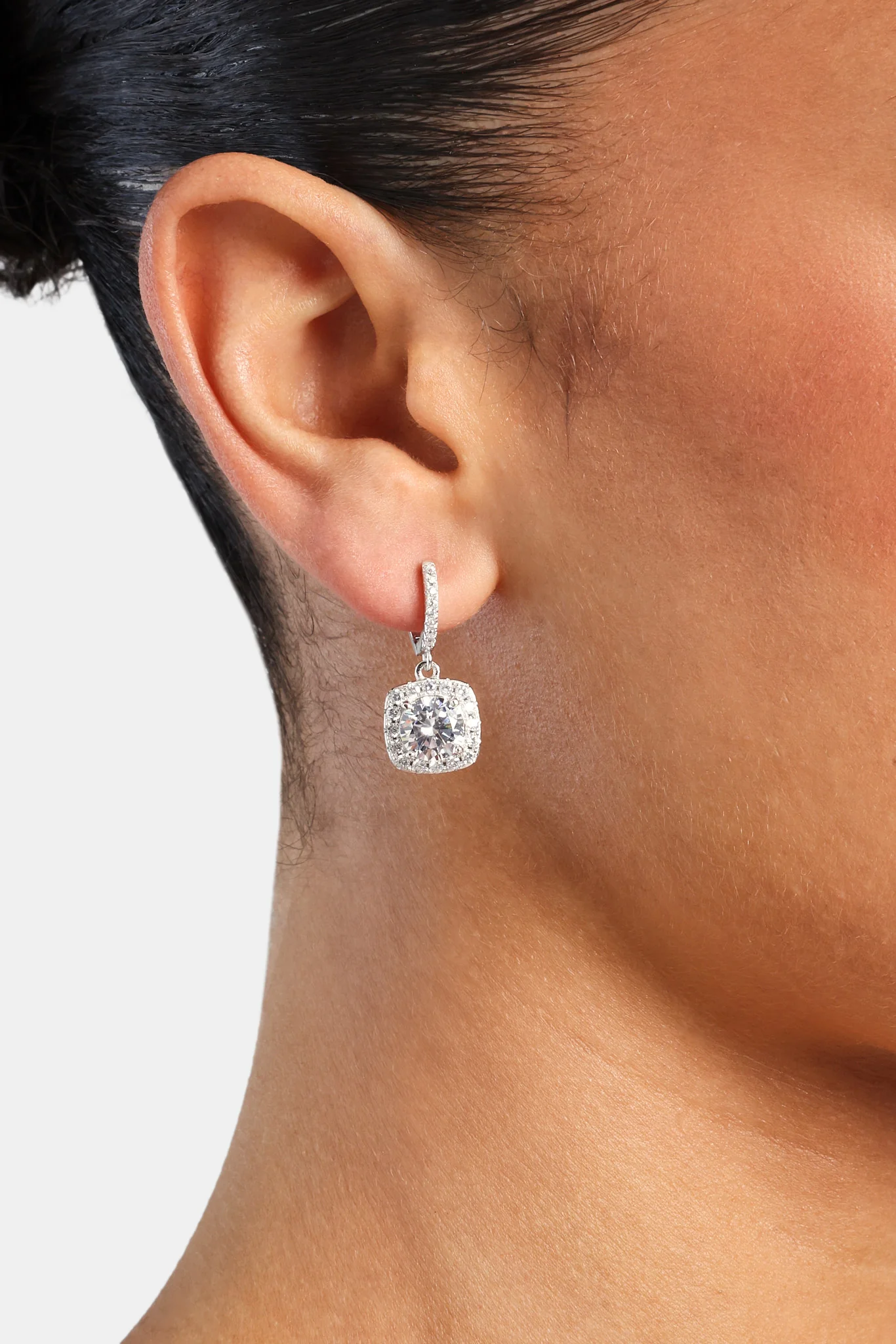 Square Drop Earrings - White - 25mm - Image 2