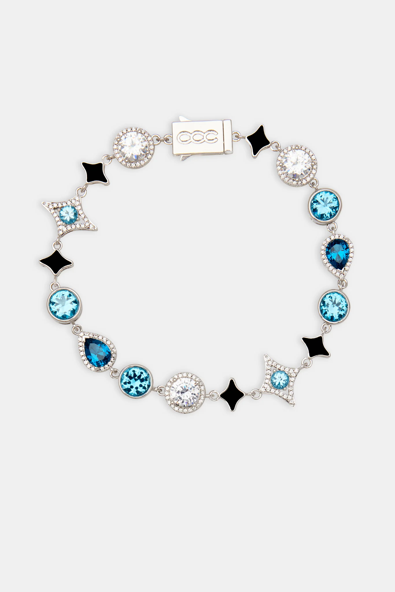 Star Motif Blue Multi Gemstone Bracelet - 10mm - Image 2