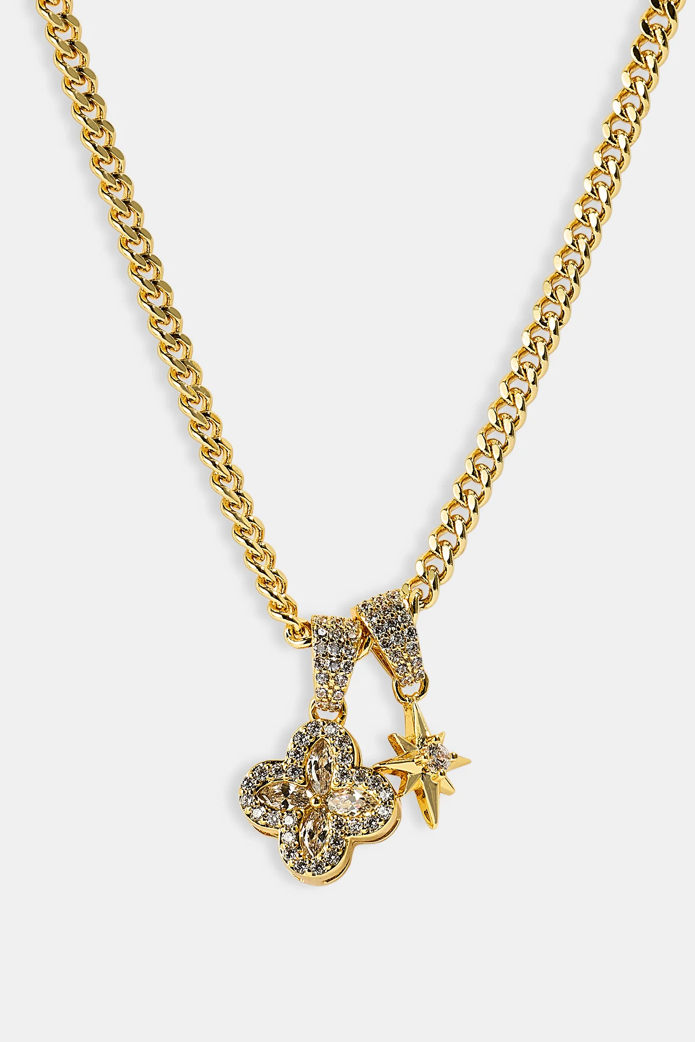 Starburst & Motif Pendant Necklace - 10mm - Gold - Image 4