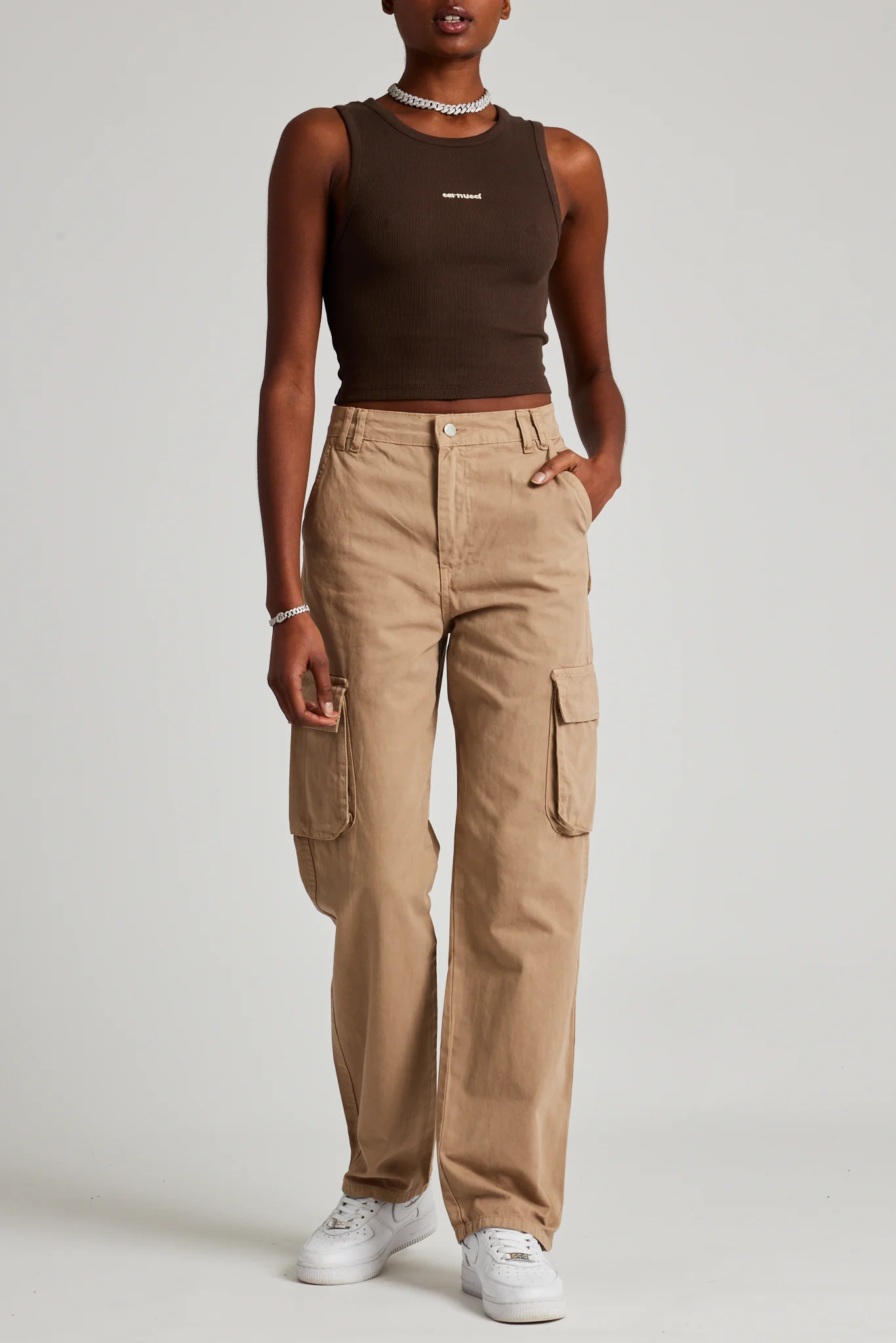 Straight Leg Cargo Trouser - Beige - Image 3