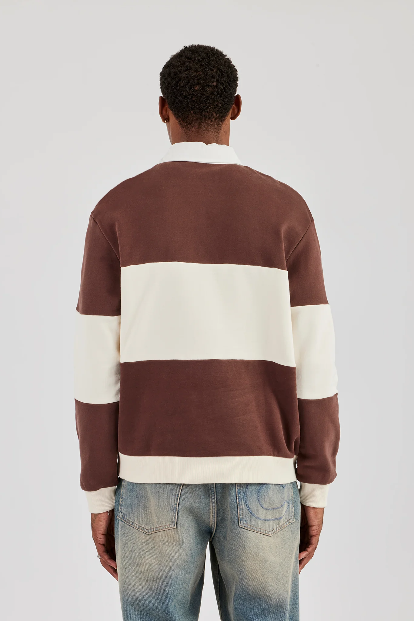 Stripe Rugby Sweatshirt - Brown - Image 3