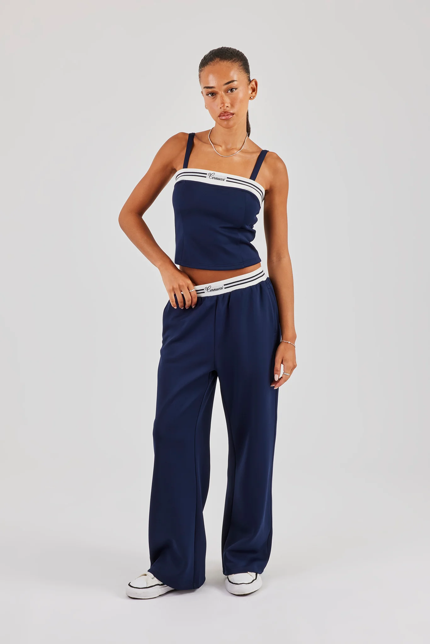 Structured Contrast Top - Navy Blue - Image 3