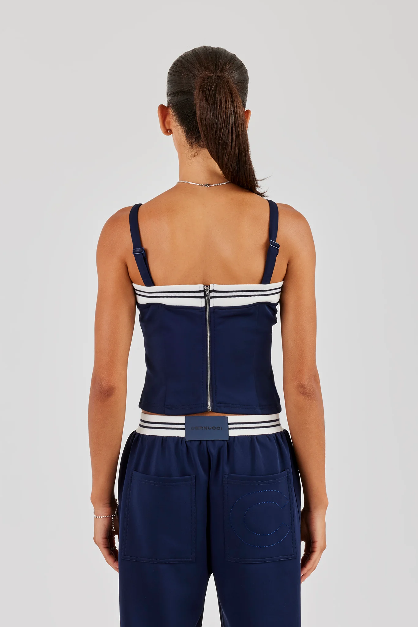 Structured Contrast Top - Navy Blue - Image 4